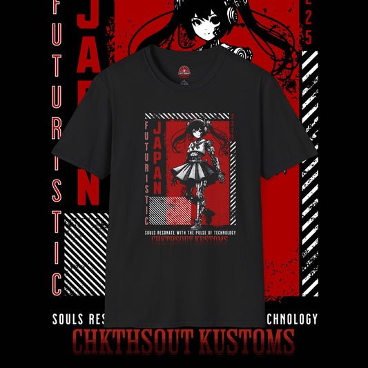 Futuristic Japan Graphic T-Shirt - Souls Resonate With The Pulse of Technology