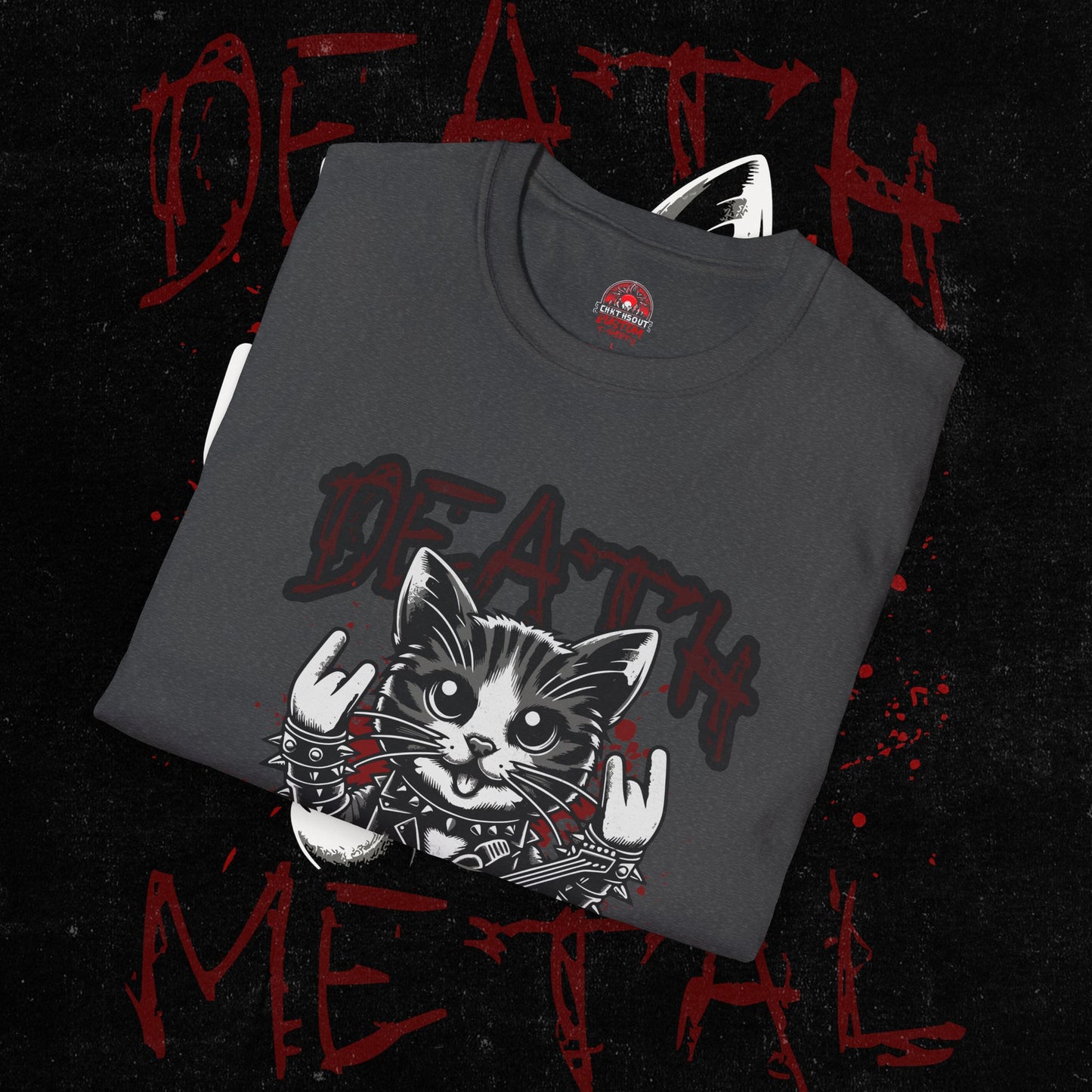 Death Metal Cat T-Shirt - Edgy Graphic Tee for Music Lovers