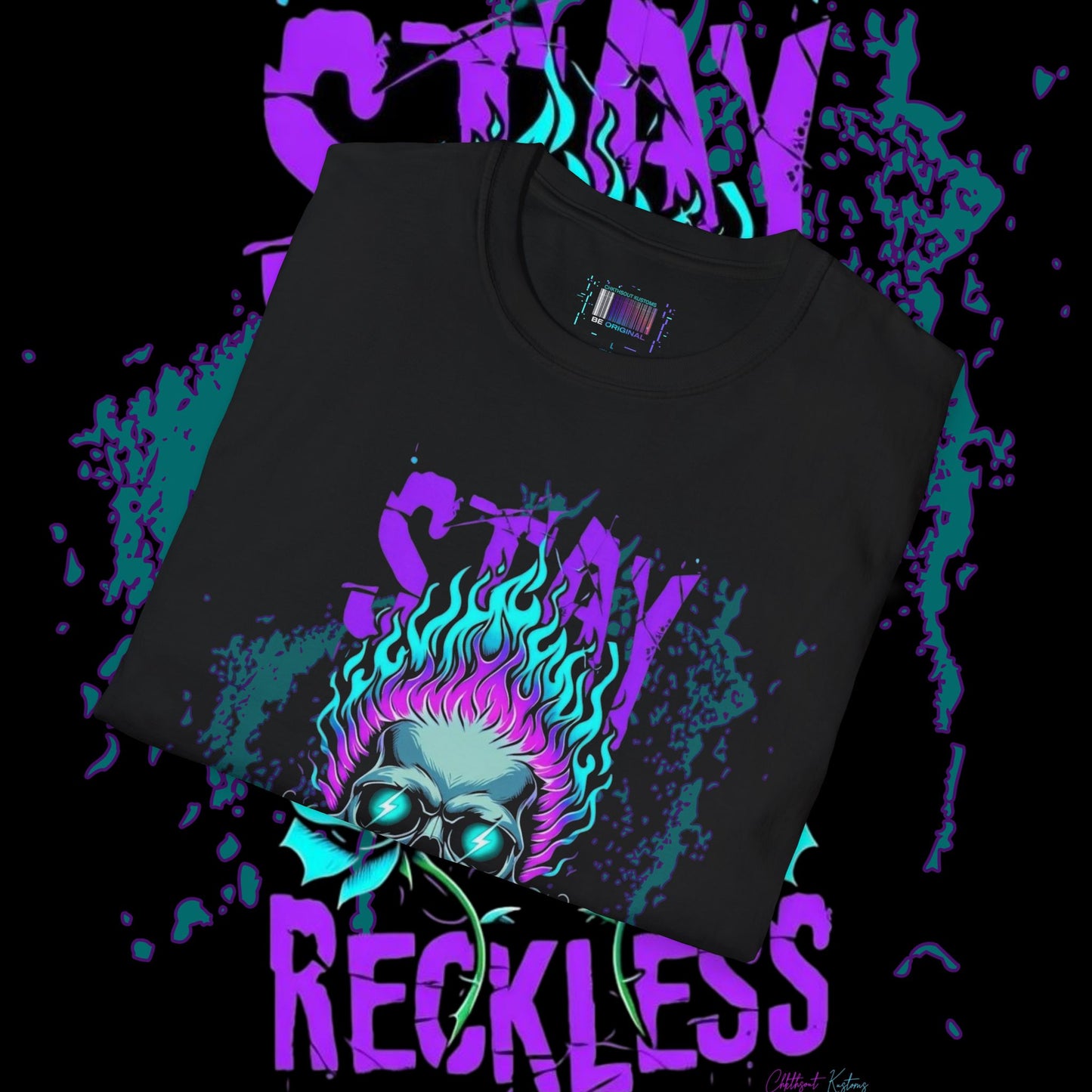 Edgy Skull Graphic Tee, Stay Reckless T-Shirt, Alternative Fashion Tee, Unisex Graphic Shirt, Gift for Him/Her, Concert/Party Wear