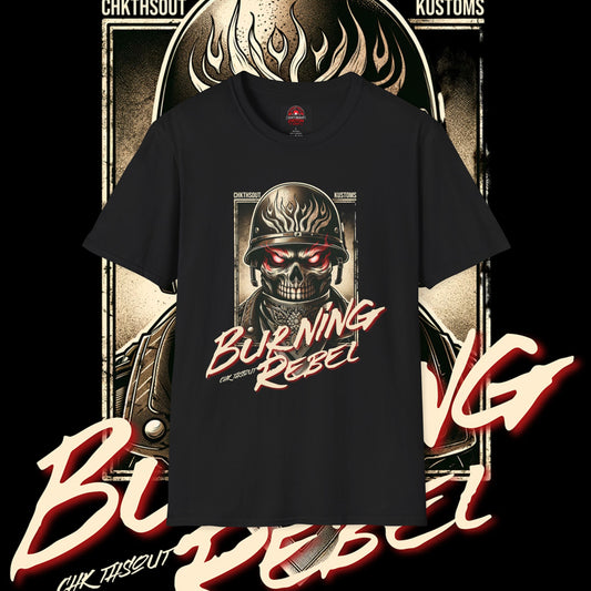 Burning Rebel Graphic T-Shirt - Edgy Biker Style Tee