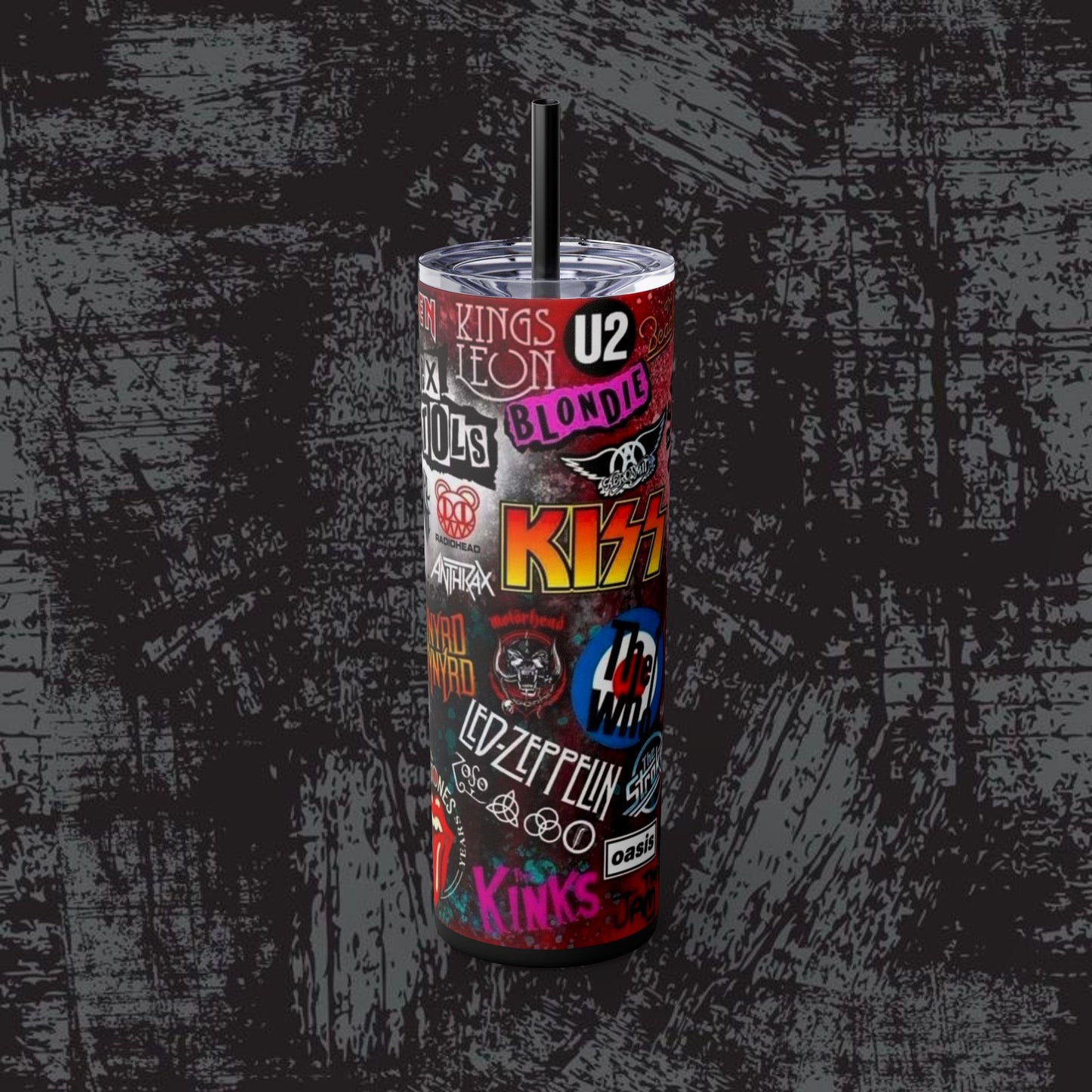 Rock Band Skinny Tumbler with Straw - 20oz Music Lover Drinkware