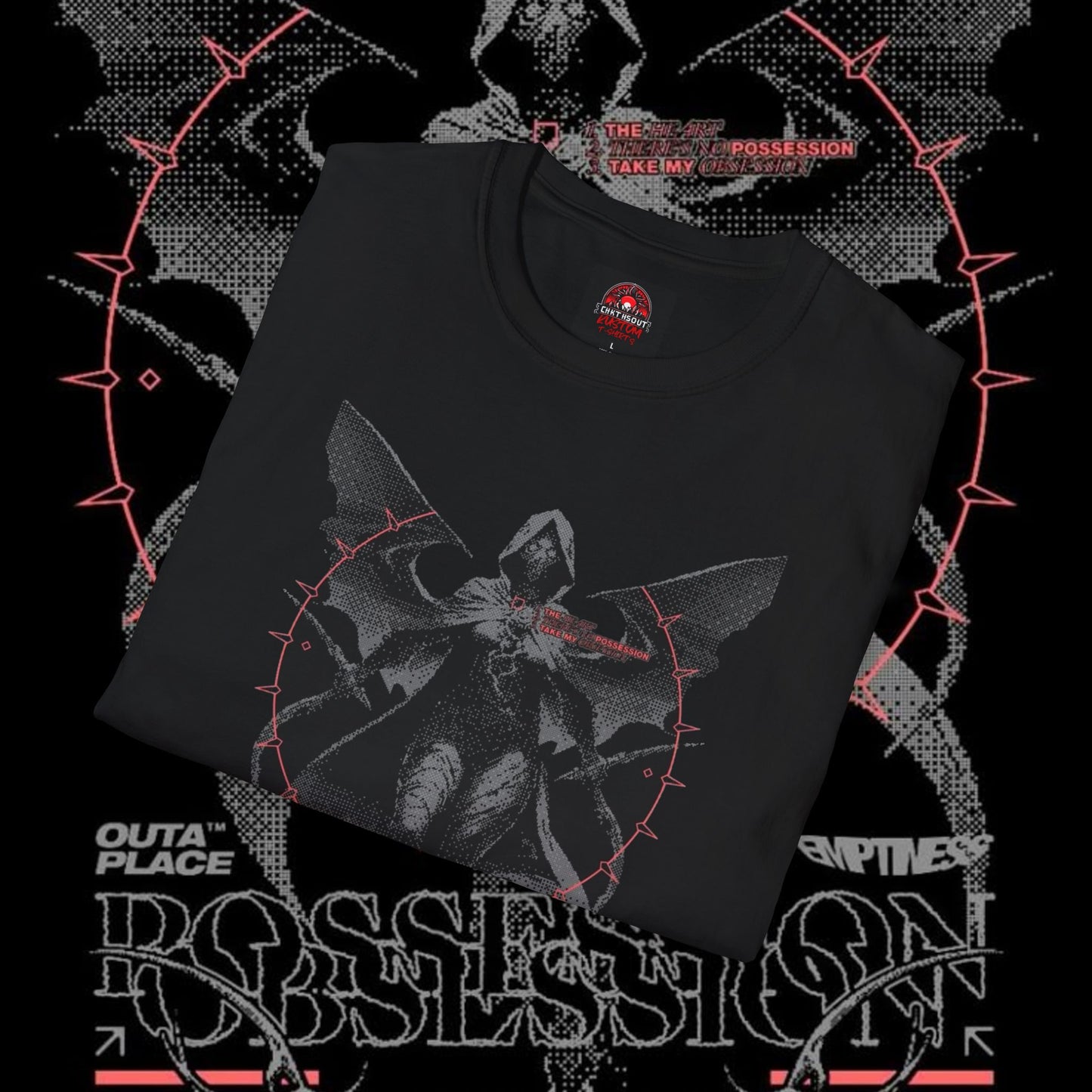 Dark Fantasy Possession Graphic Design Black T-Shirt