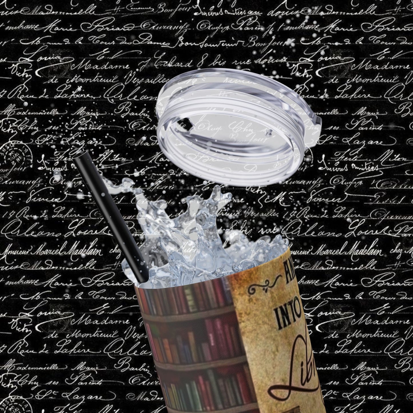 Library Love Skinny Tumbler with Straw - 20oz