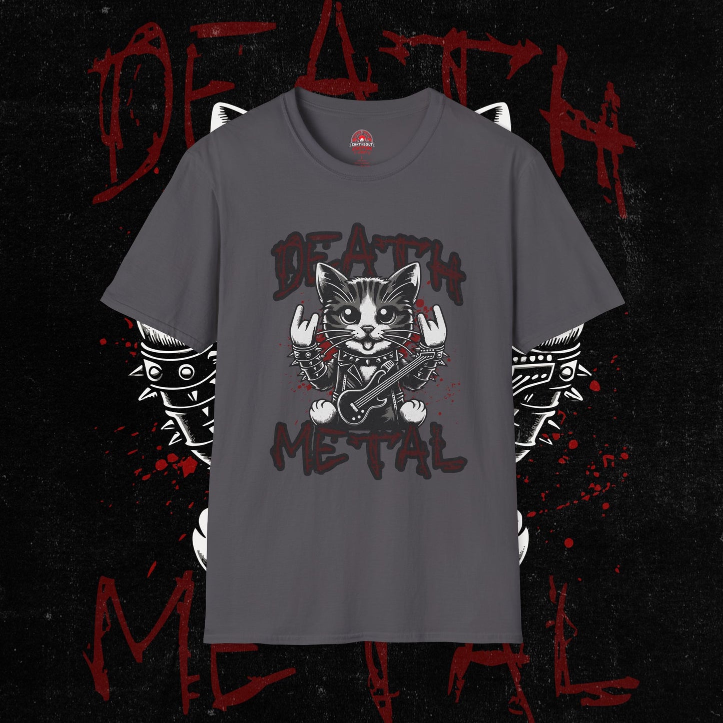 Death Metal Cat T-Shirt - Edgy Graphic Tee for Music Lovers