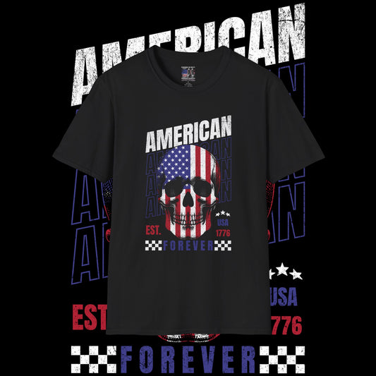 Patriotic Skull T-Shirt - Independence Day Tee, American Flag Apparel, USA Pride Shirt, Vintage Style Comfy Top