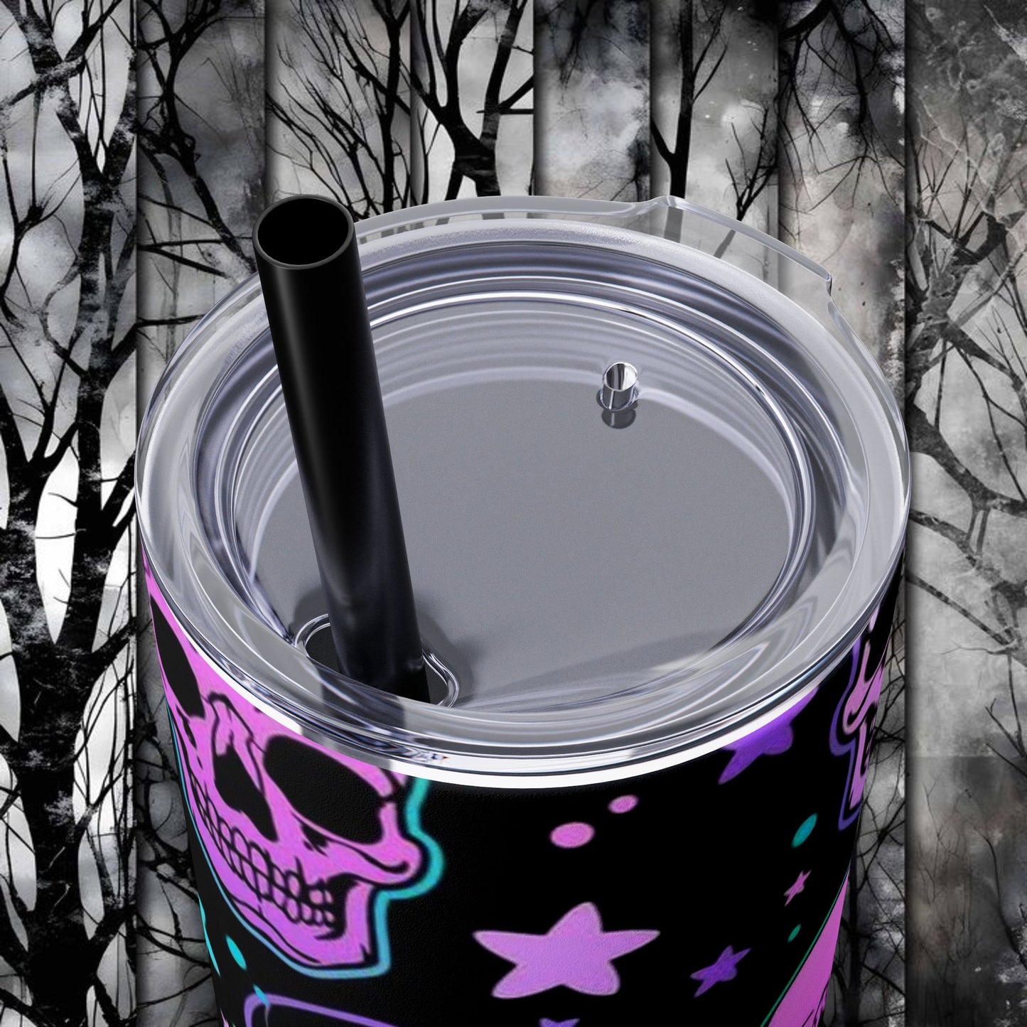 Vibrant Skull Tumbler with Straw - 20oz