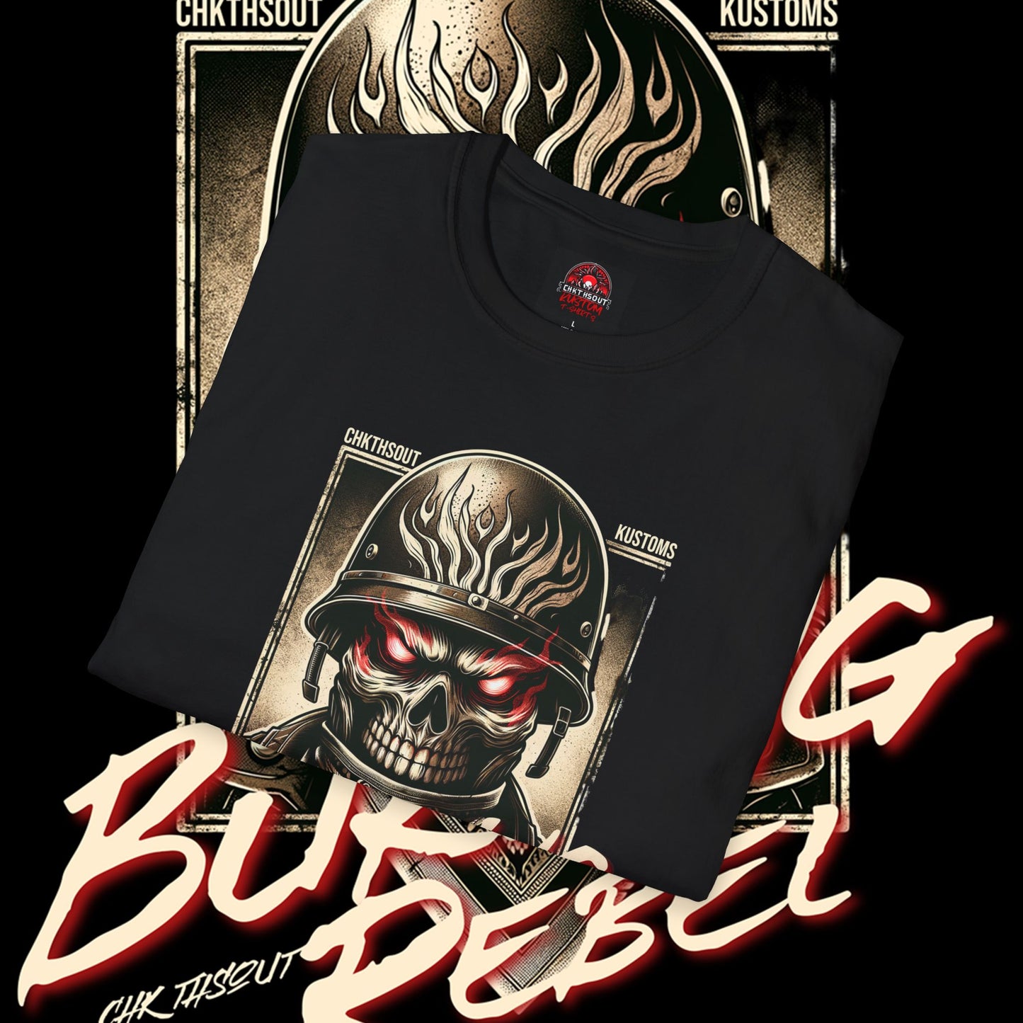 Burning Rebel Graphic T-Shirt - Edgy Biker Style Tee
