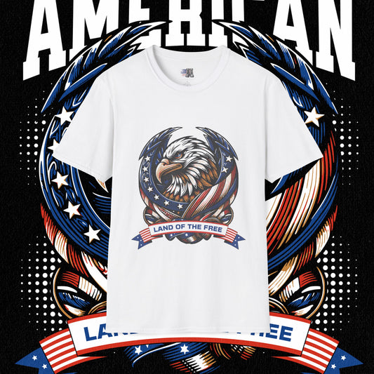Patriotic T-Shirt for Independence Day, July 4th Celebration, Veteran's Day Gift, USA Eagle Tee, Land of the Free Apparel