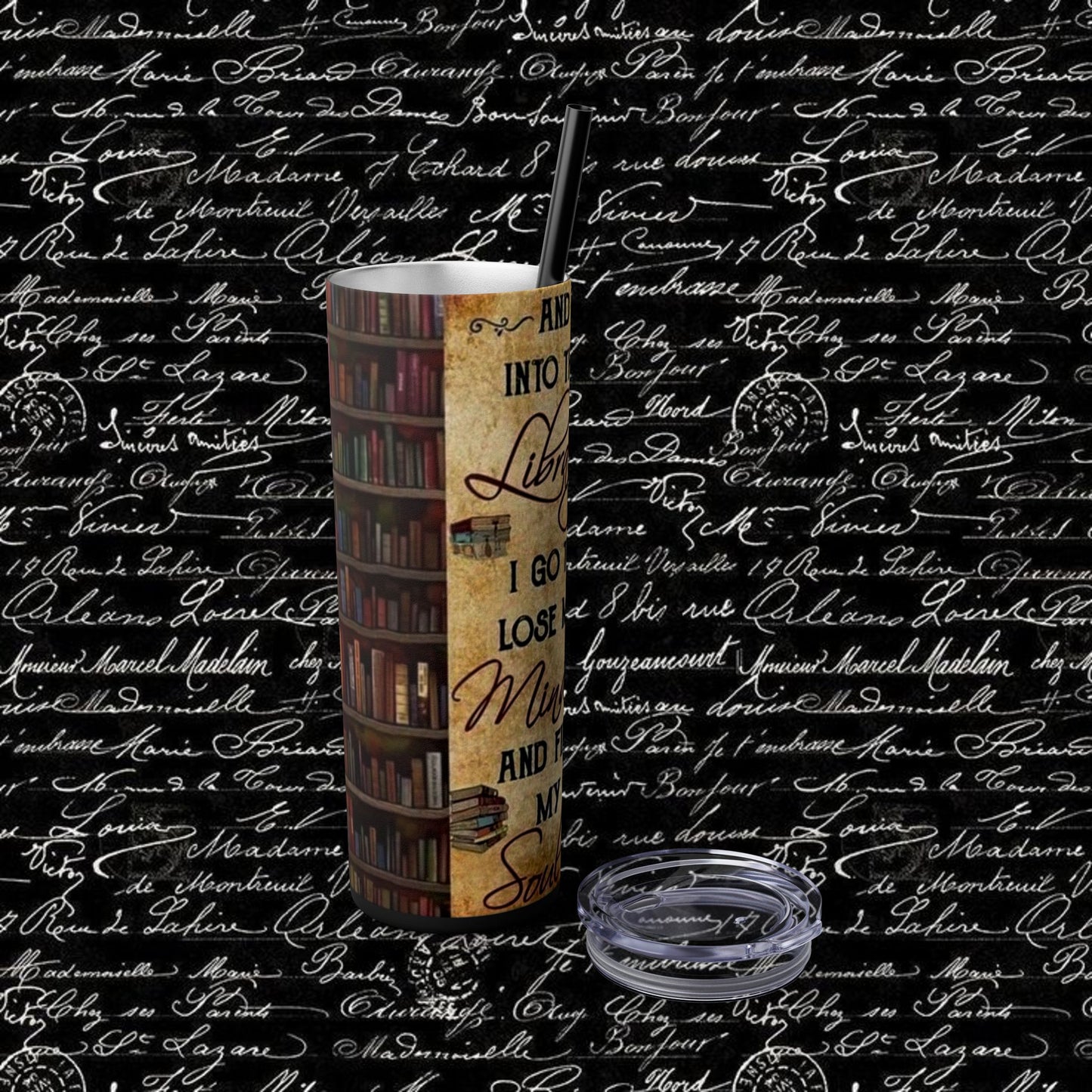 Library Love Skinny Tumbler with Straw - 20oz