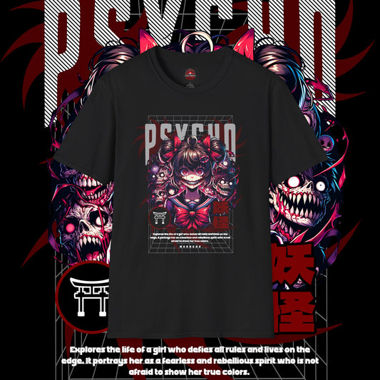 Psycho Vibes T-Shirt - Bold Graphic Tee for Fearless Spirit
