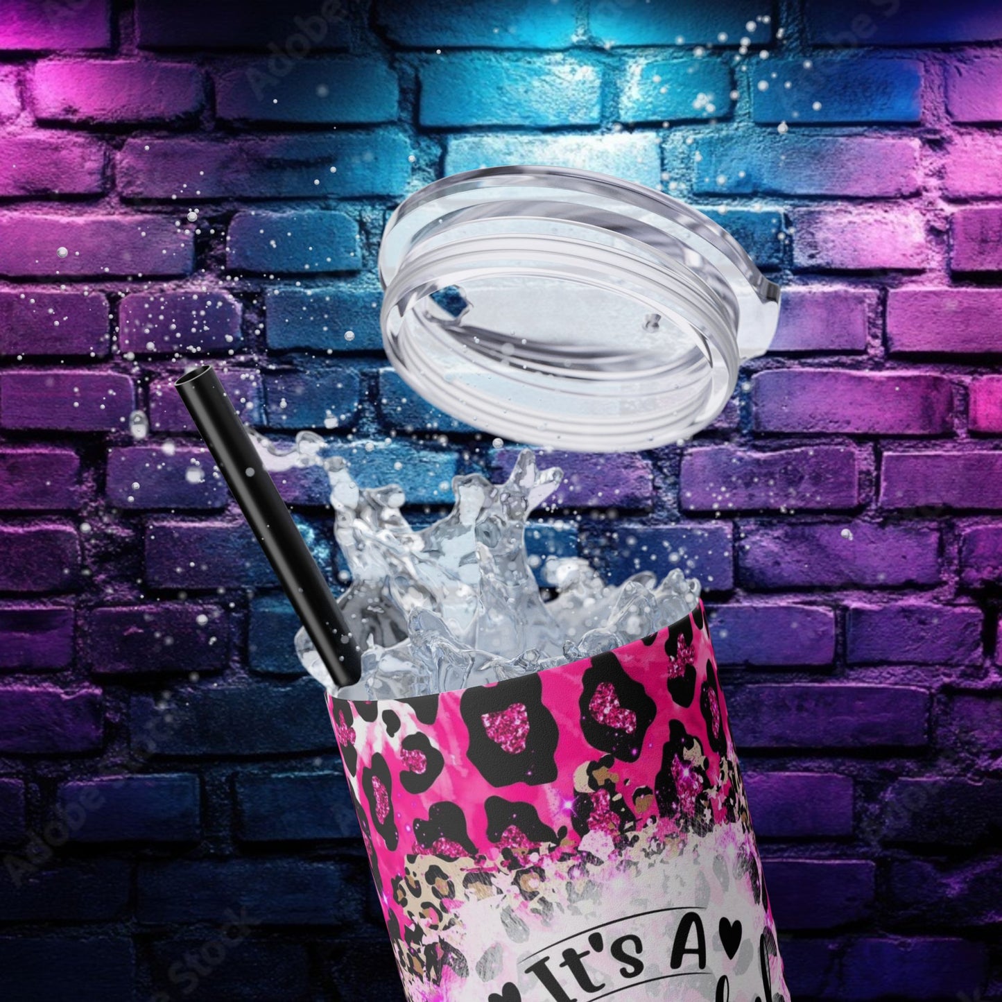 Funny Leopard Print Skinny Tumbler - 20oz – "It's a Beautiful Day to Leave Me Alone"