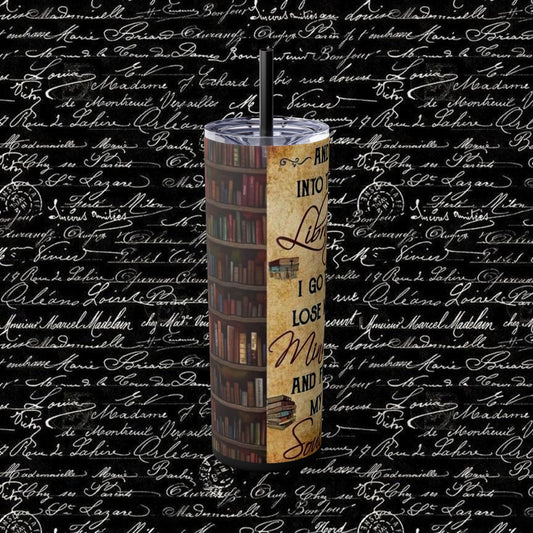 Library Love Skinny Tumbler with Straw - 20oz