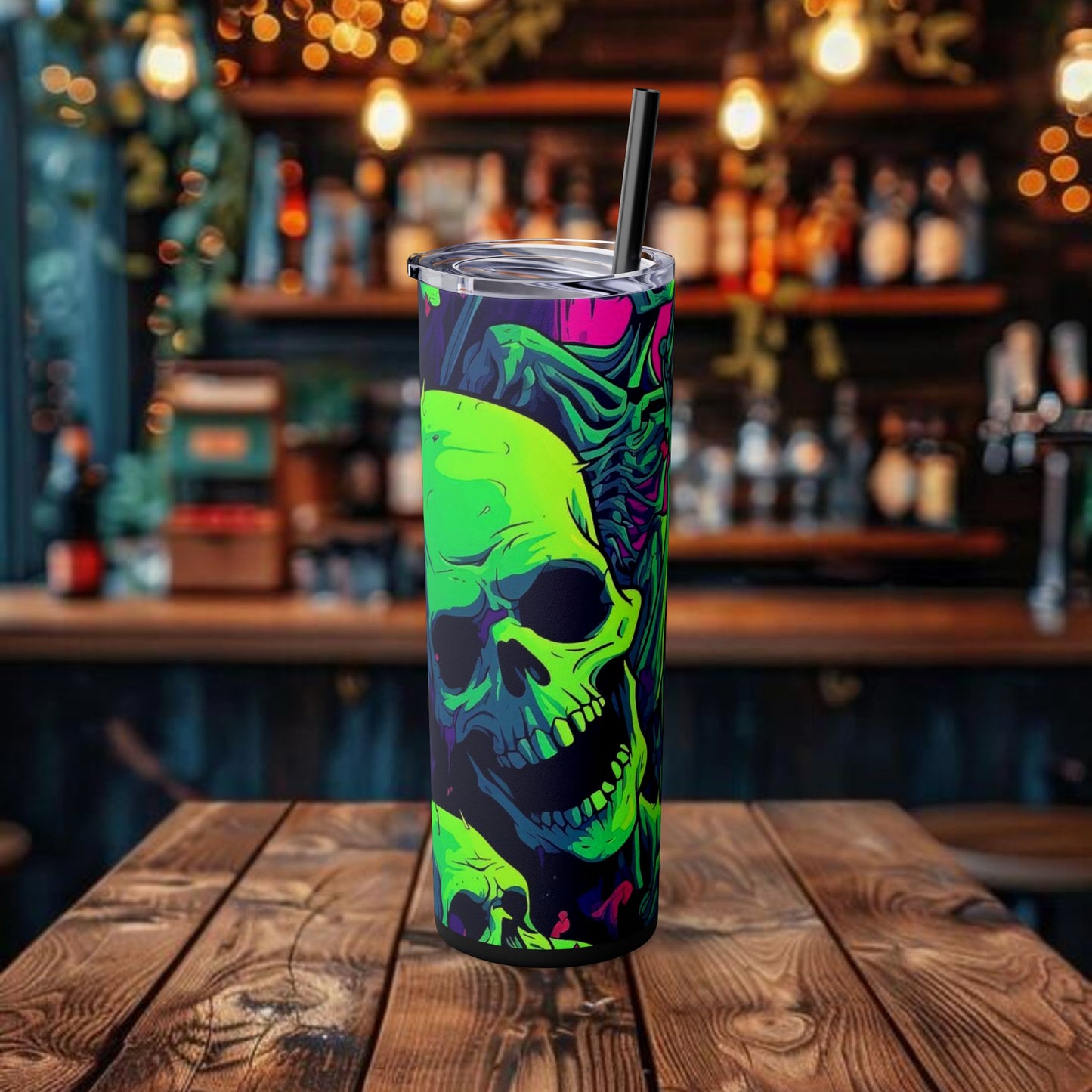 Halloween Design Skull Tumbler with Straw