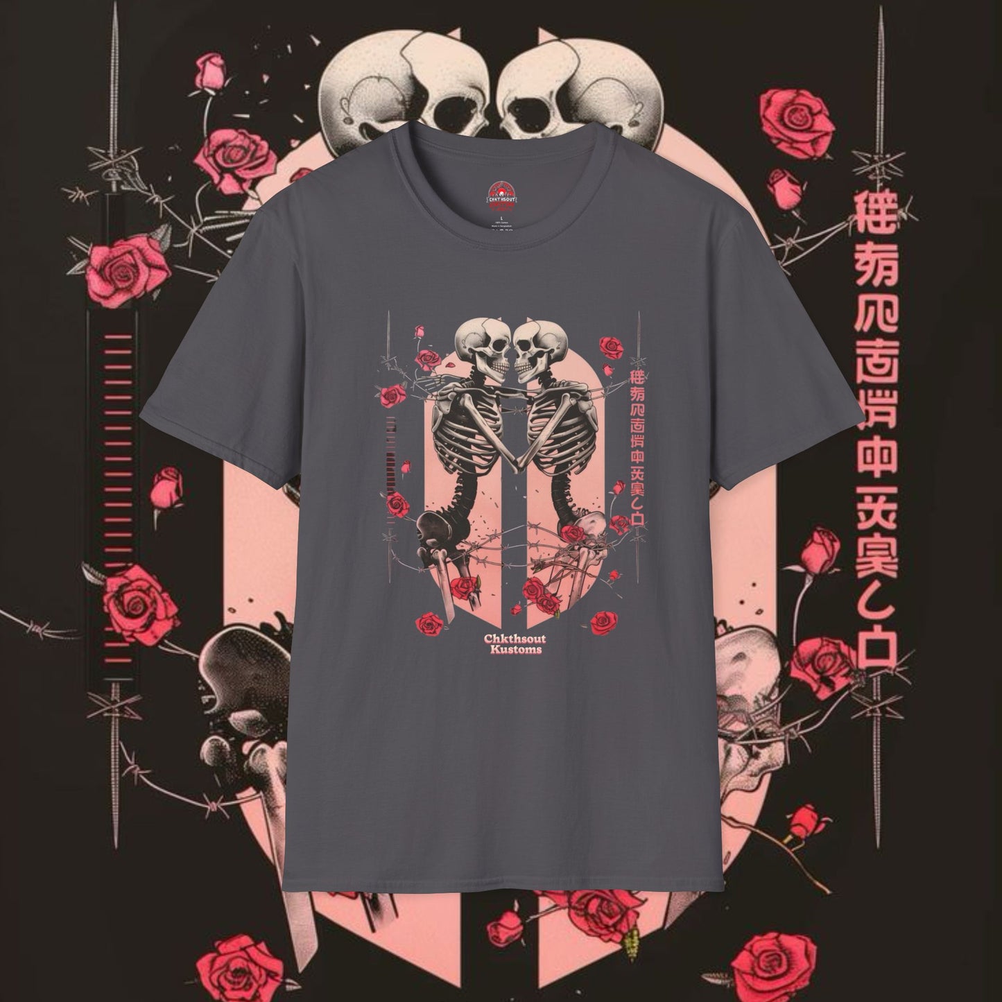 Romantic Skeleton Graphic T-Shirt for Halloween & Couples