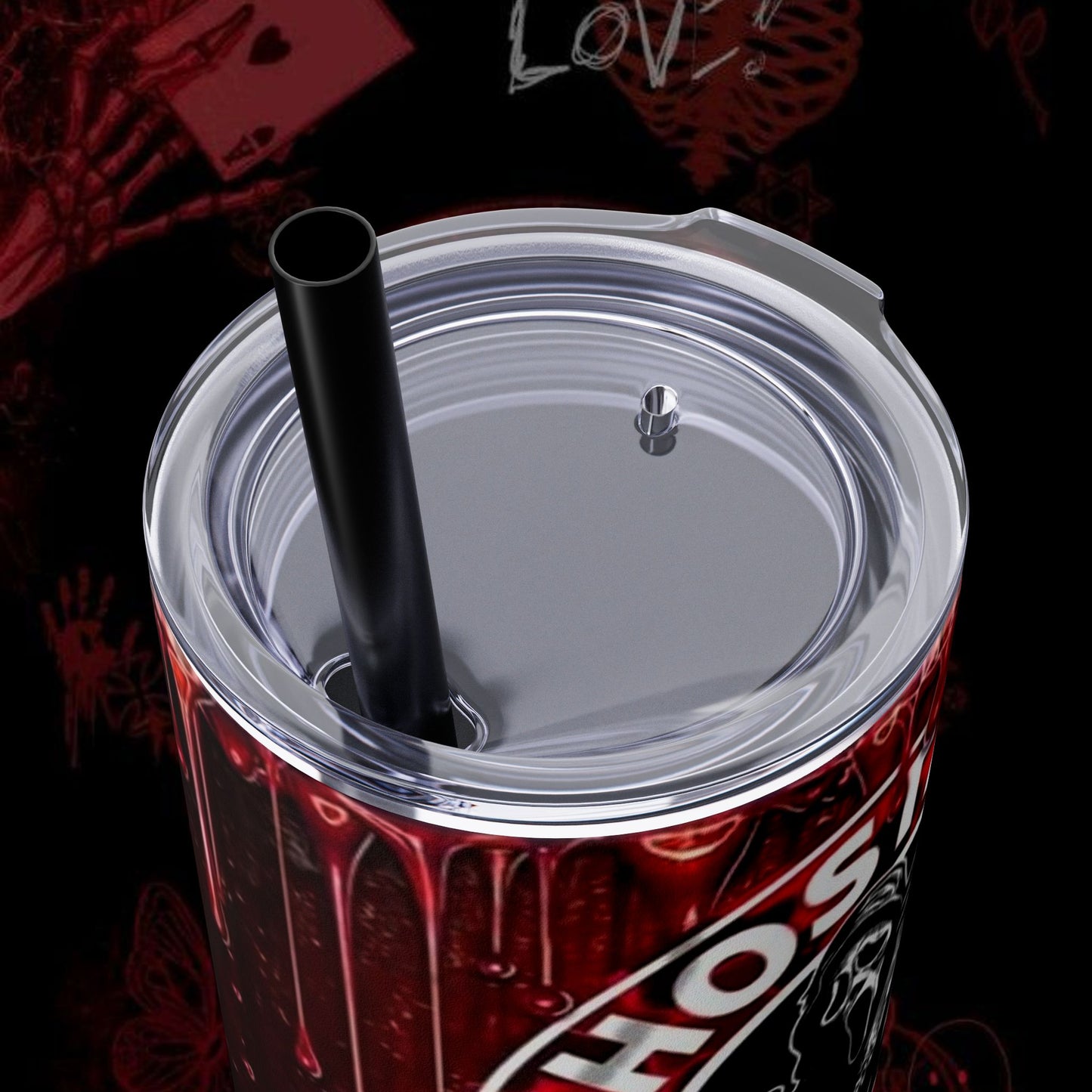 Ghost Face Coffee Skinny Tumbler - 20oz with Straw for Horror Fans