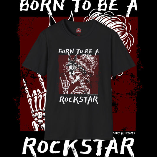 Born to Be a Rockstar T-Shirt - Edgy Skeleton Design