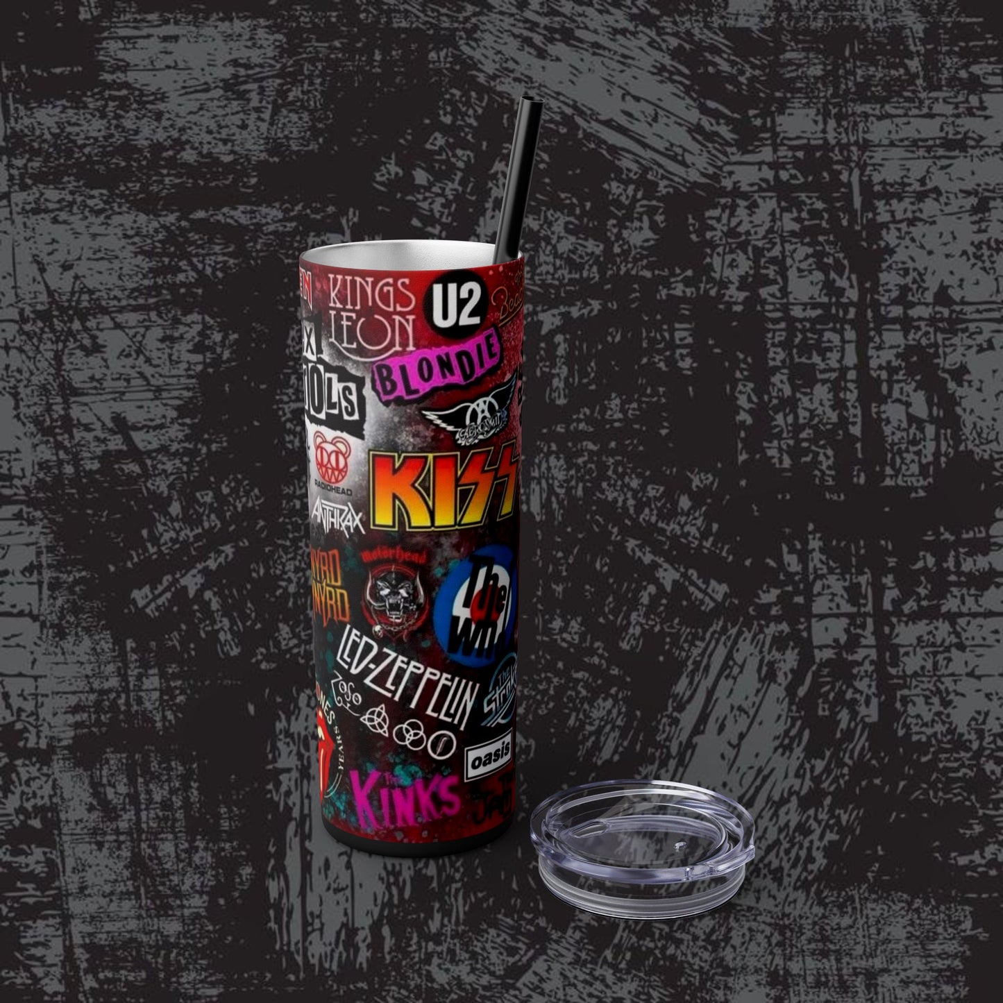 Rock Band Skinny Tumbler with Straw - 20oz Music Lover Drinkware