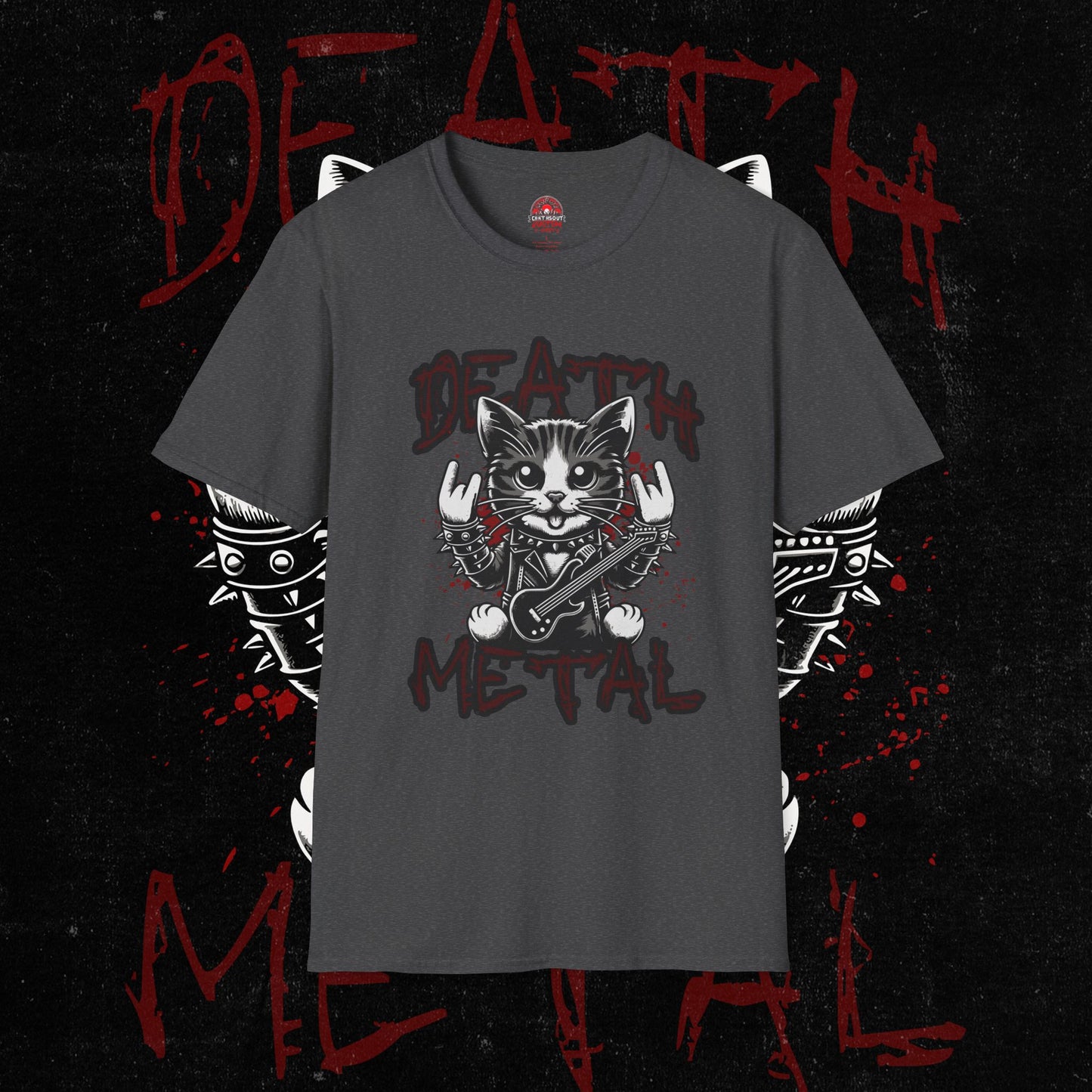 Death Metal Cat T-Shirt - Edgy Graphic Tee for Music Lovers