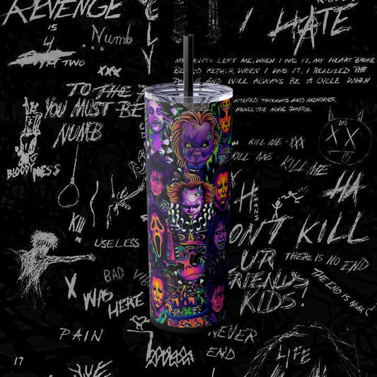 Gothic Horror Skinny Tumbler with Straw | 20oz | Perfect for Horror Fans