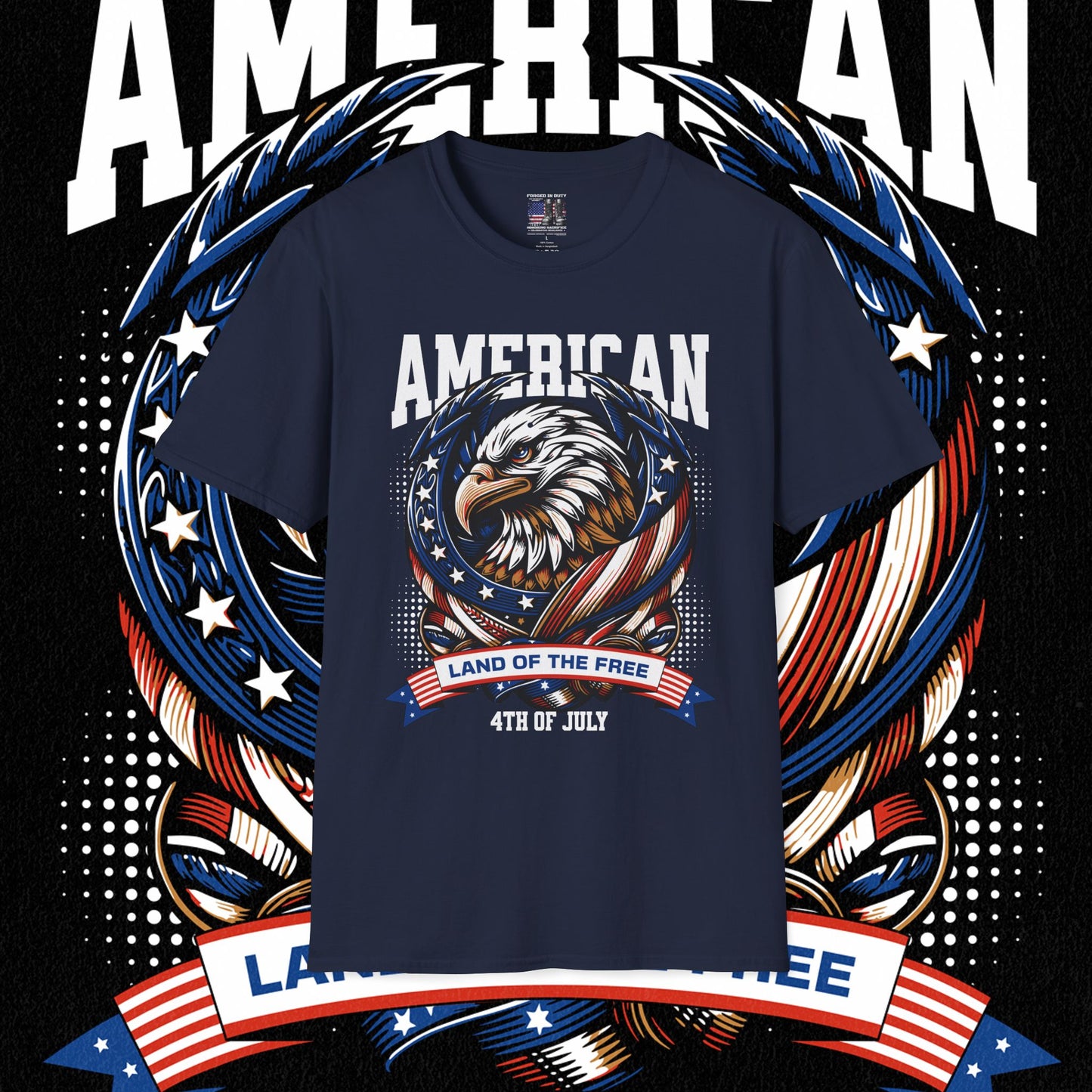 Patriotic T-Shirt for Independence Day, July 4th Celebration, Veteran's Day Gift, USA Eagle Tee, Land of the Free Apparel