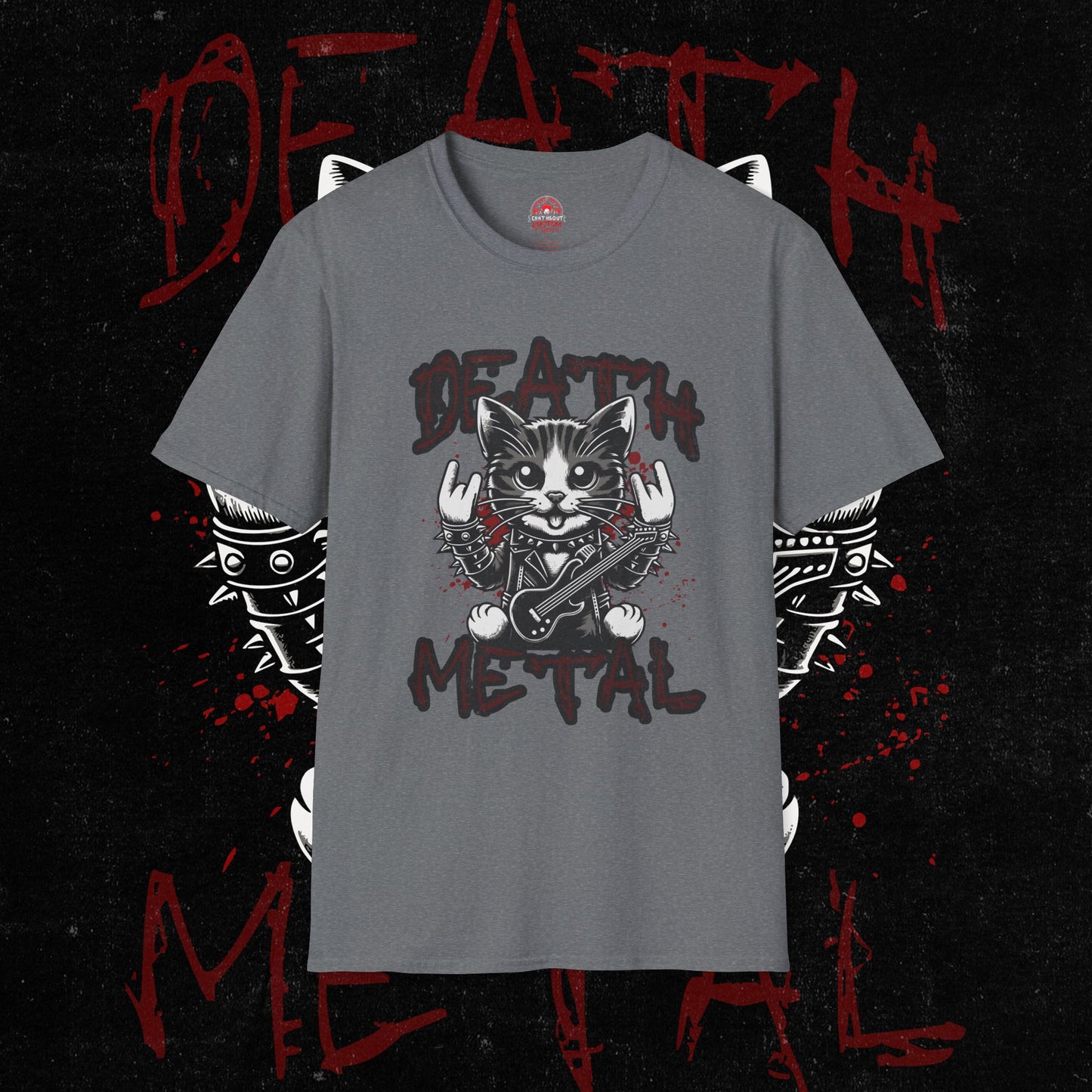 Death Metal Cat T-Shirt - Edgy Graphic Tee for Music Lovers