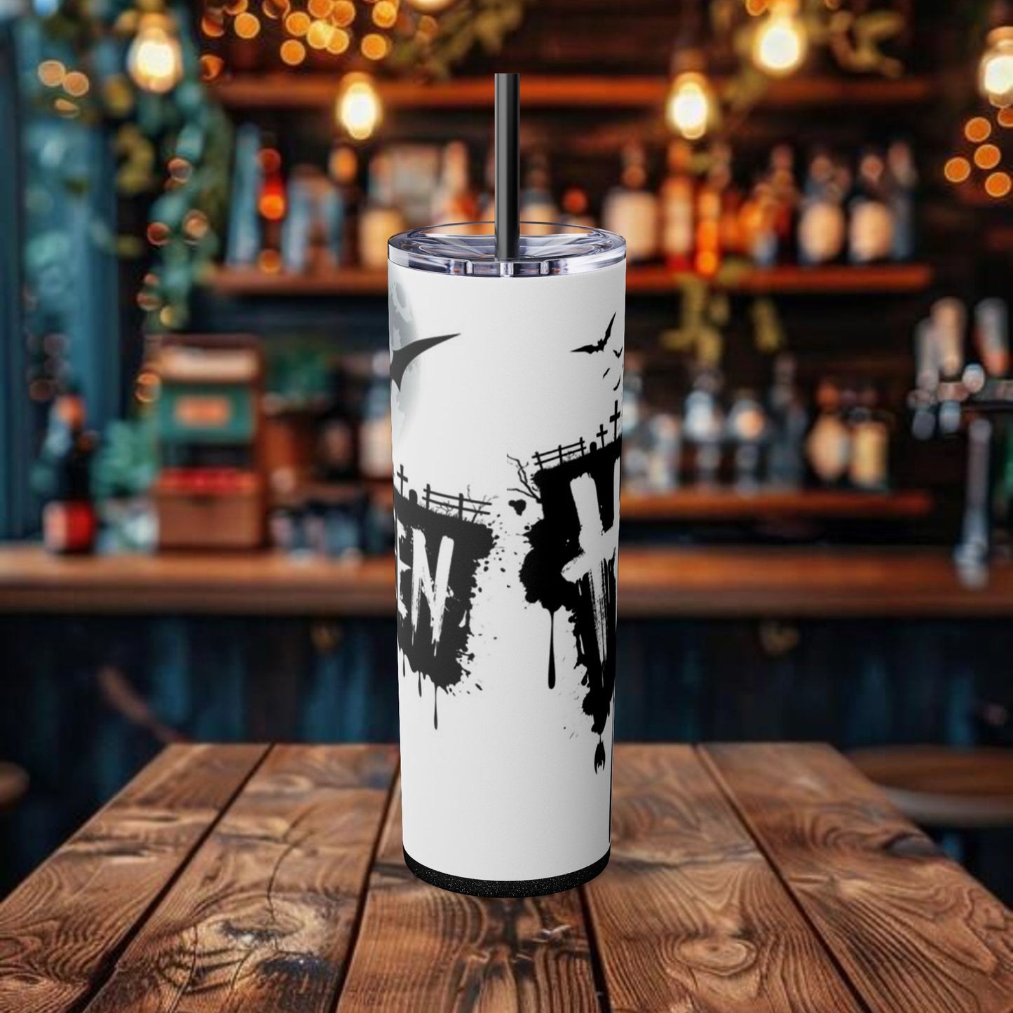 Halloween Design Tumbler with Straw