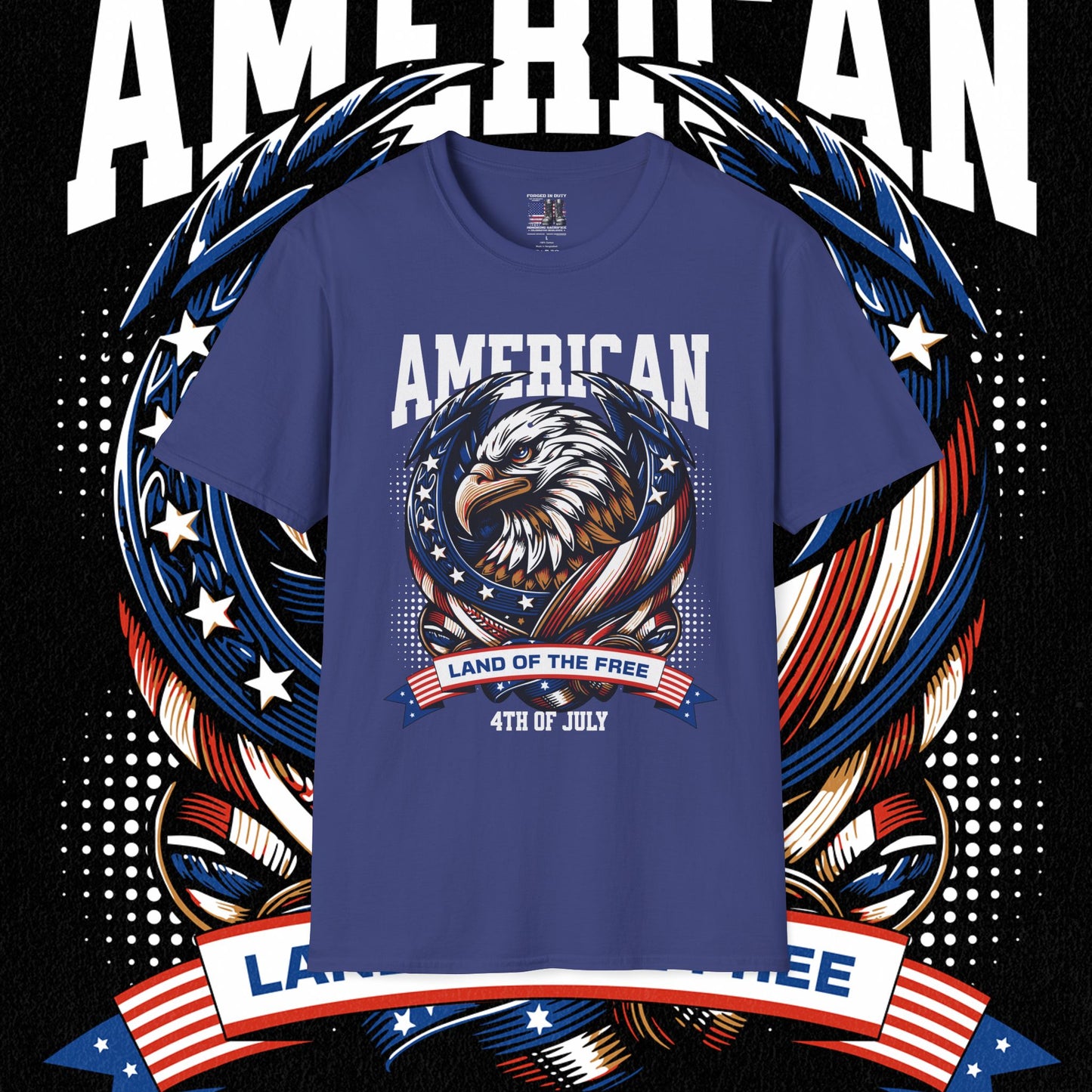 Patriotic T-Shirt for Independence Day, July 4th Celebration, Veteran's Day Gift, USA Eagle Tee, Land of the Free Apparel