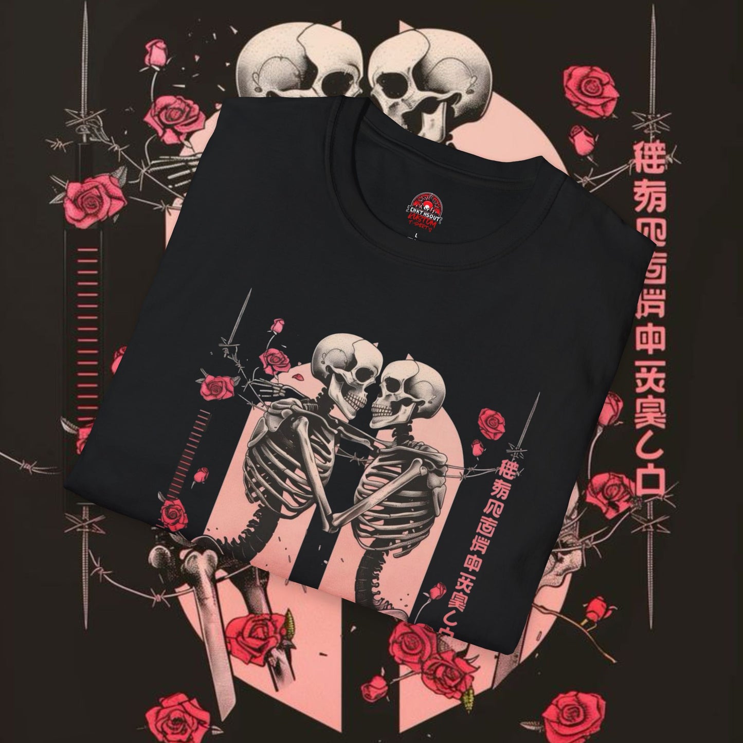 Romantic Skeleton Graphic T-Shirt for Halloween & Couples