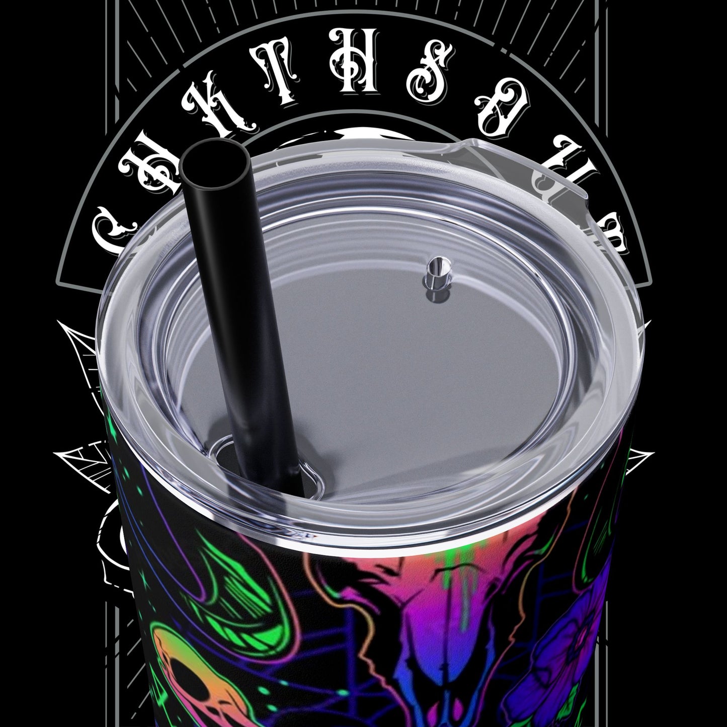 Gothic Floral Skinny Tumbler with Straw - 20oz