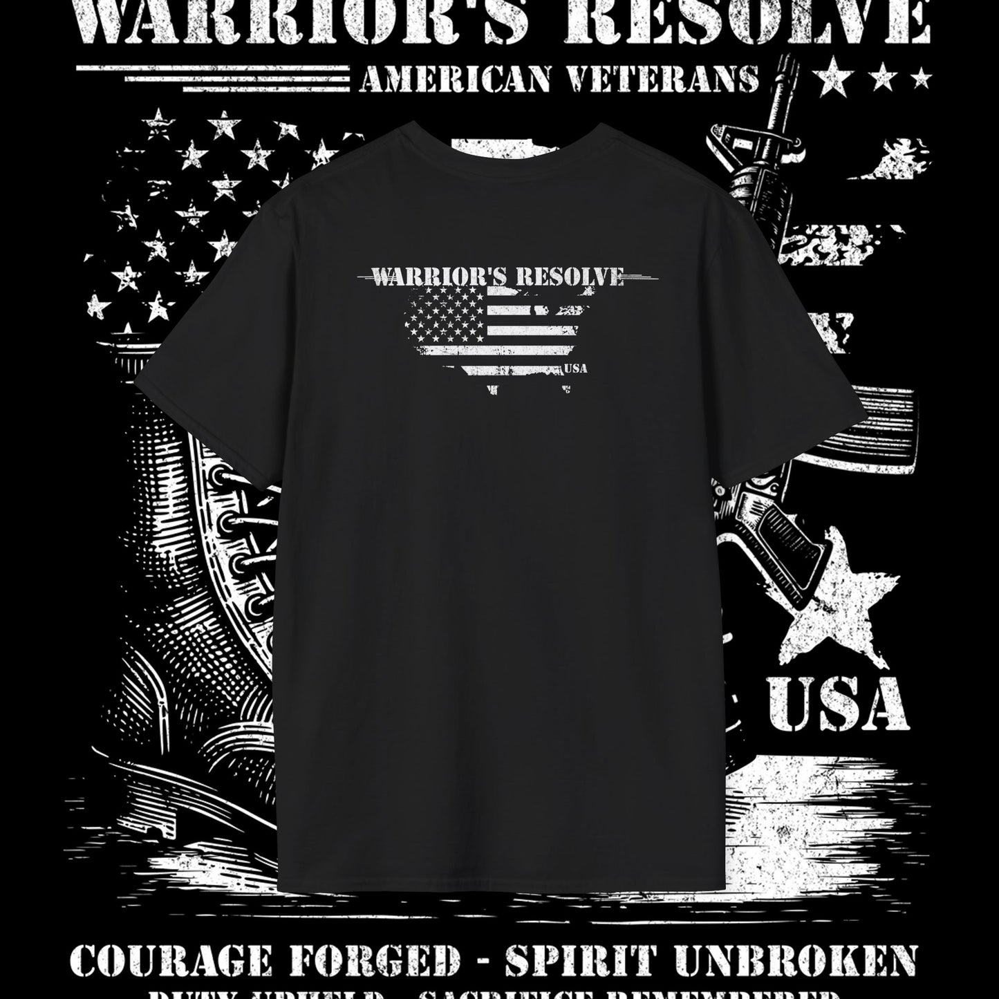 Patriotic Veteran T-Shirt, Warrior's Resolve Tee, Military Appreciation Shirt, Gifts for Veterans, Independence Day Apparel