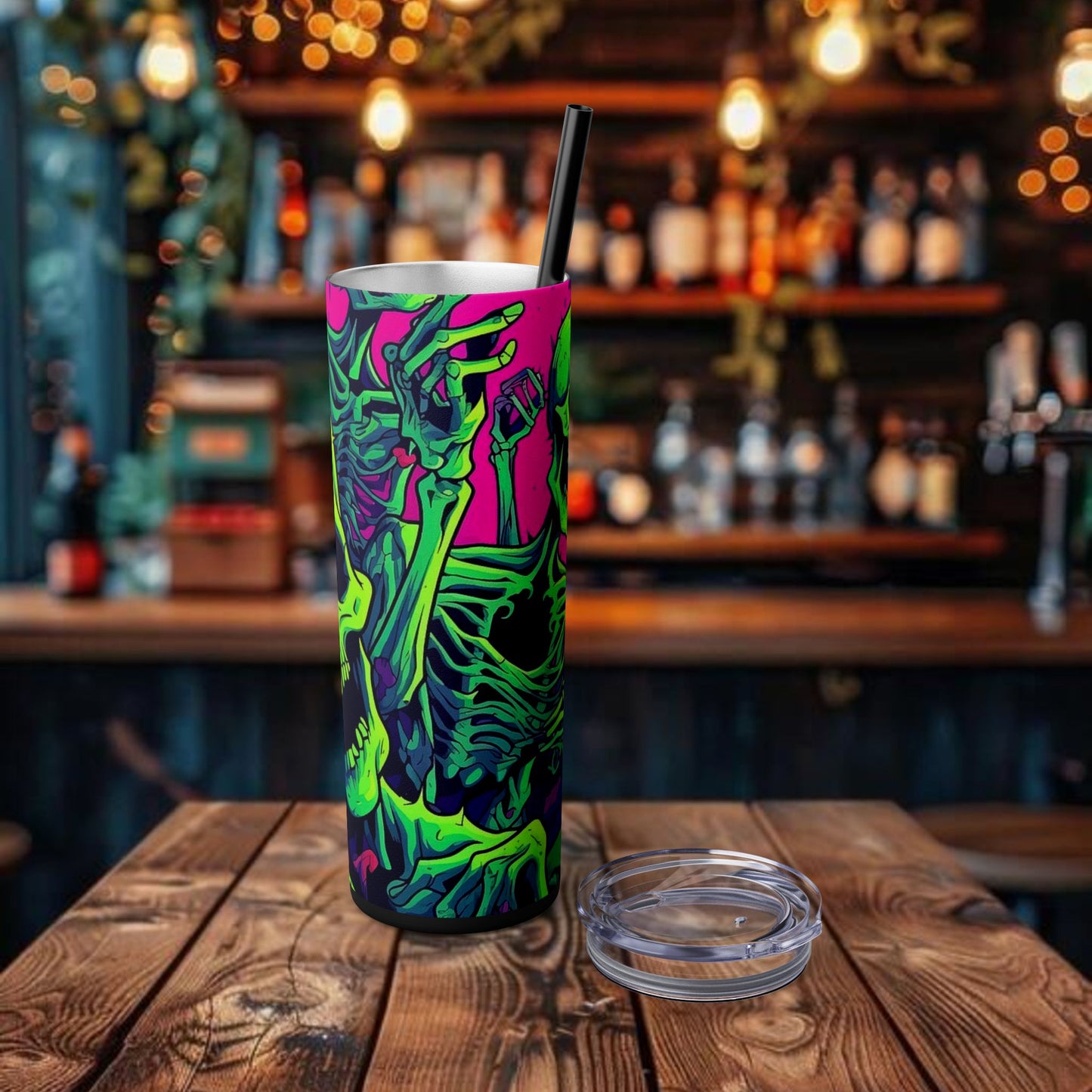Halloween Design Skull Tumbler with Straw