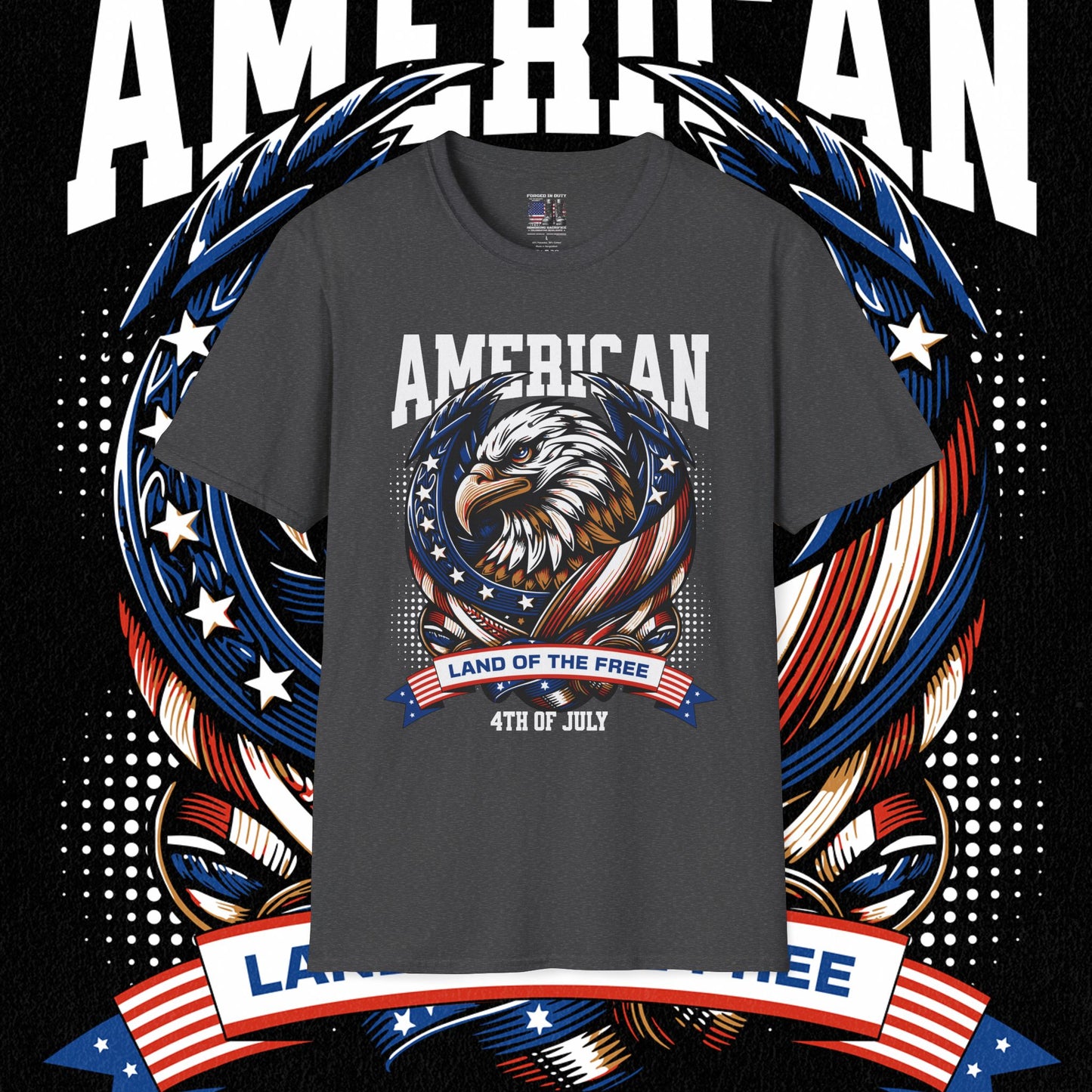 Patriotic T-Shirt for Independence Day, July 4th Celebration, Veteran's Day Gift, USA Eagle Tee, Land of the Free Apparel