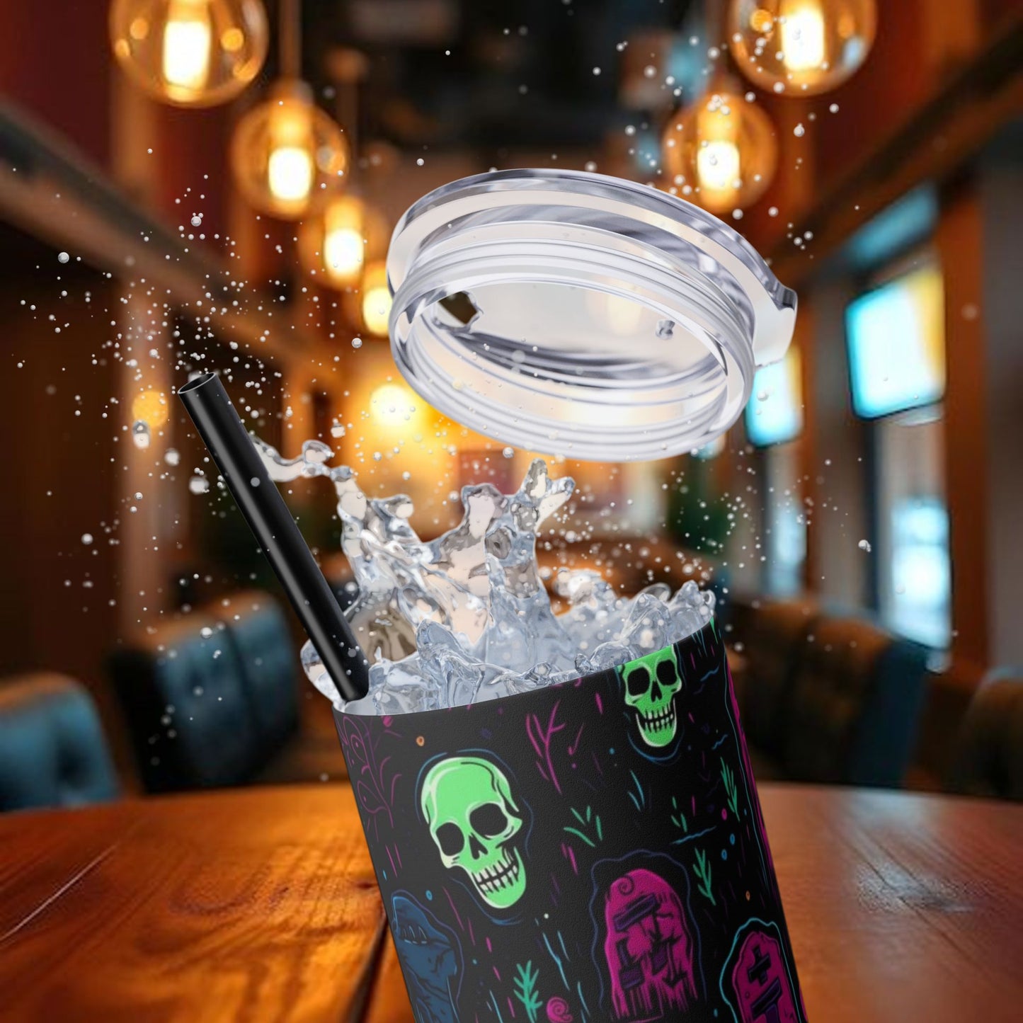 Halloween Design Tumbler with Straw