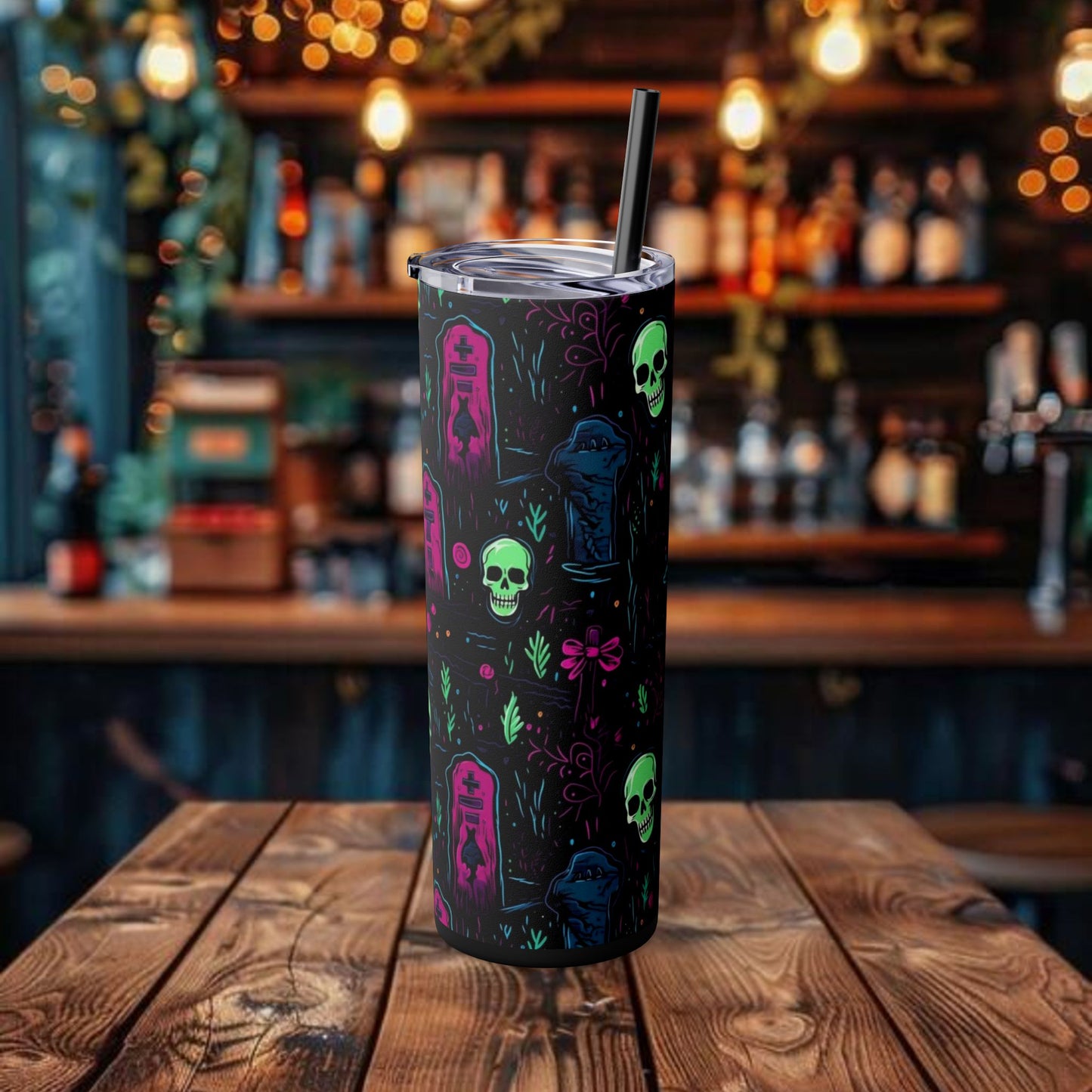 Halloween Design Tumbler with Straw