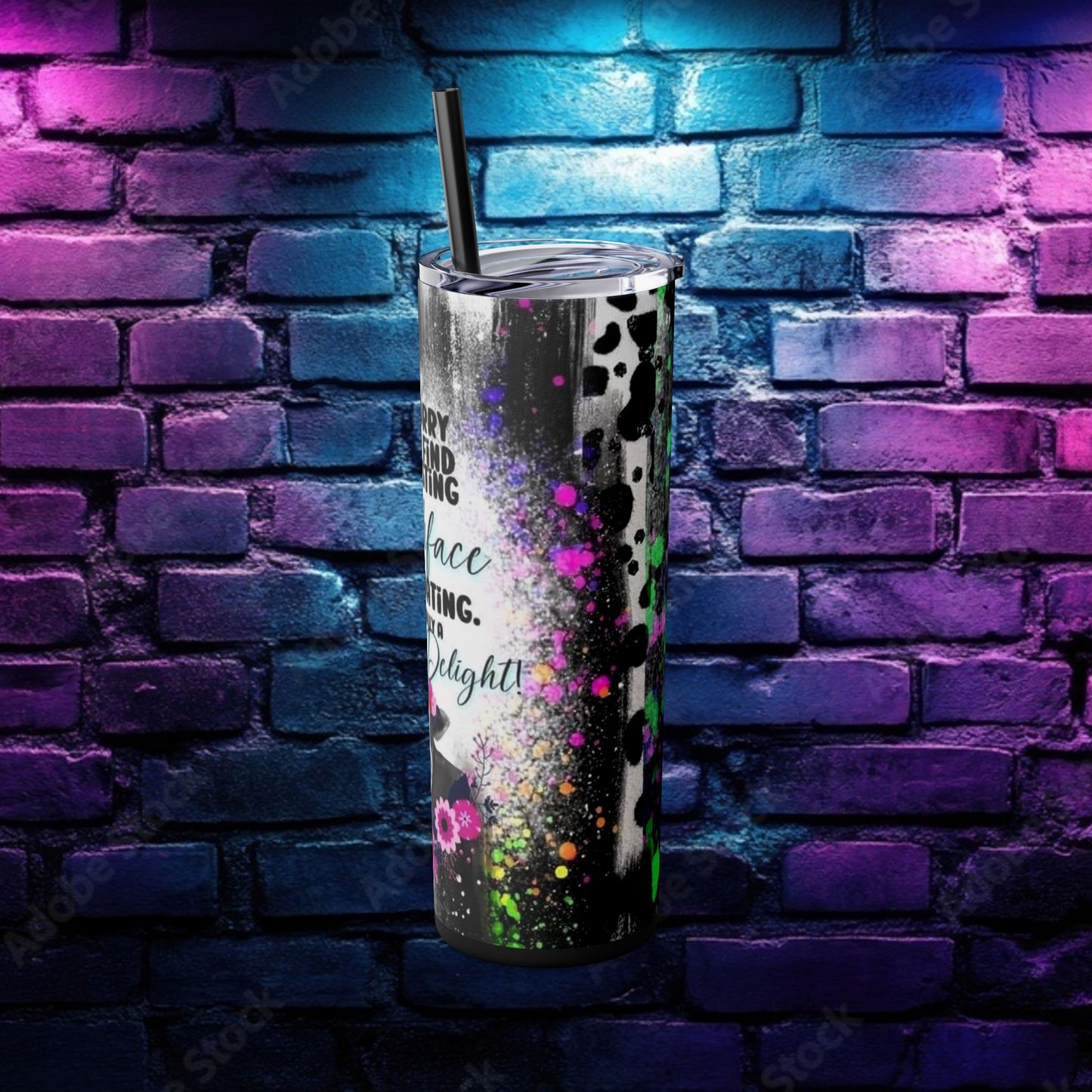Funny Cow Tumbler with Straw - 20oz Resting Bitchface Design