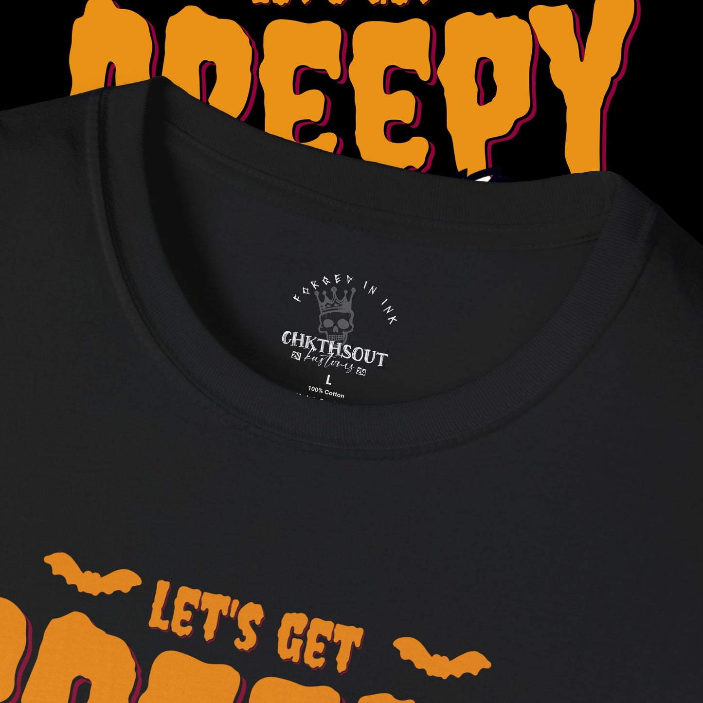 Chkthsout Kustoms Halloween Creepy T-Shirt, Pumpkin Design