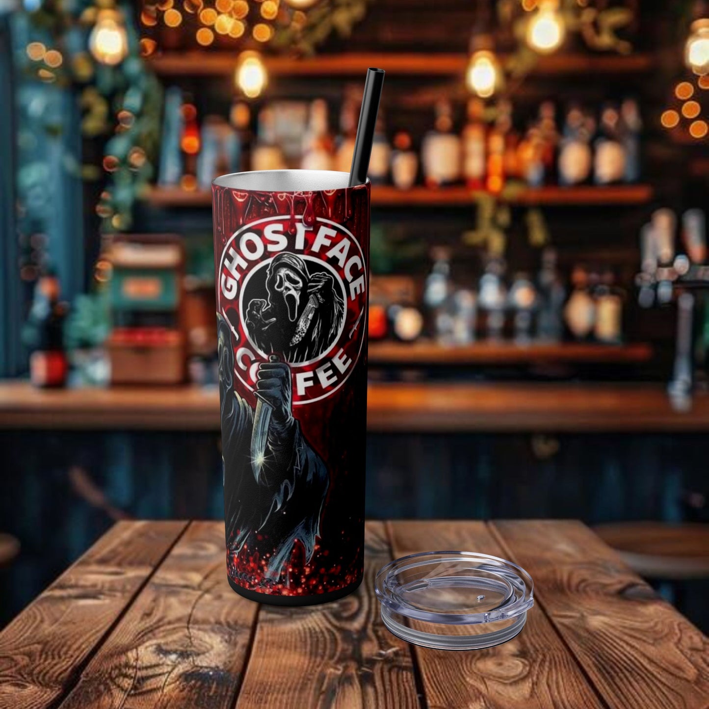 Halloween (Ghostface) Design Tumbler with Straw