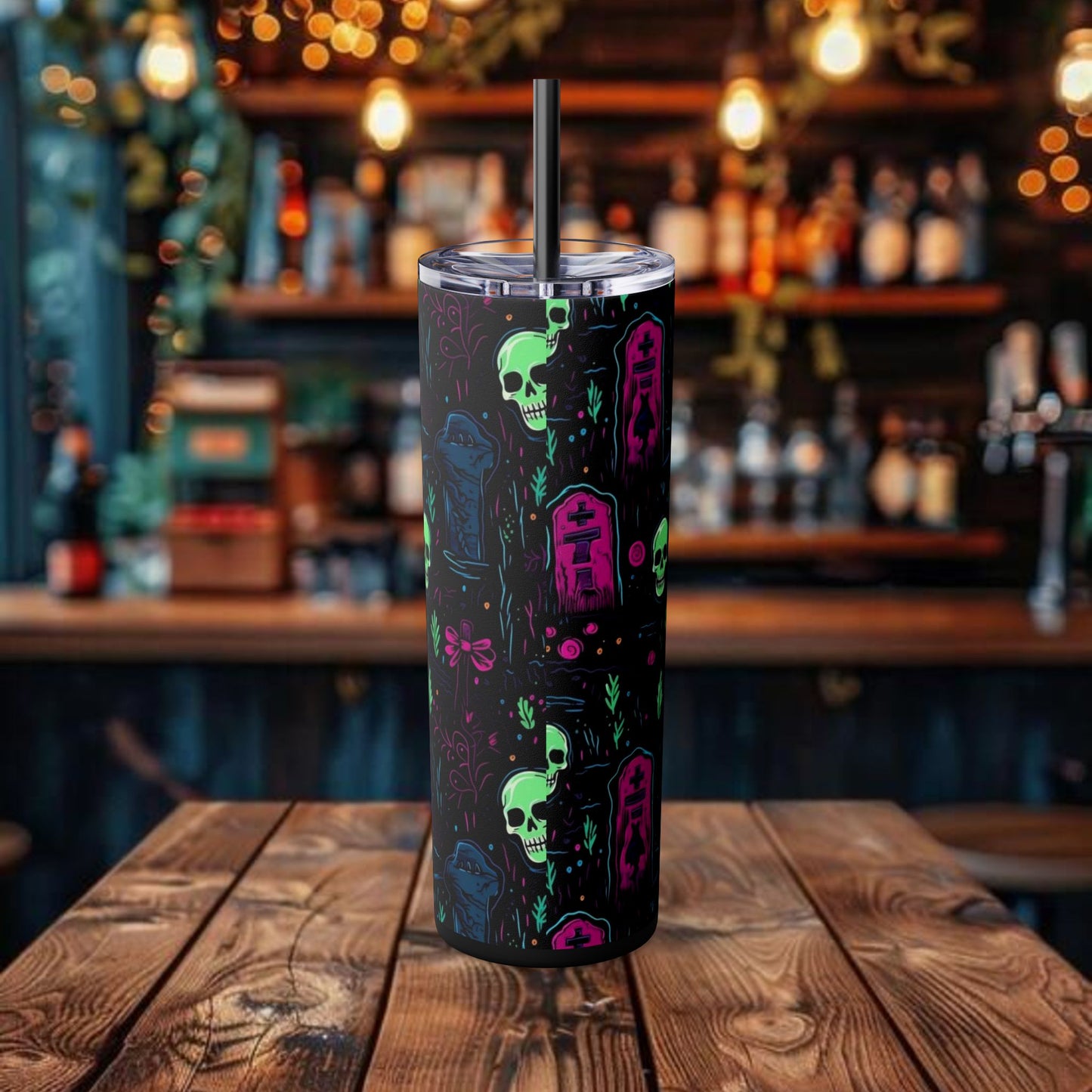 Halloween Design Tumbler with Straw
