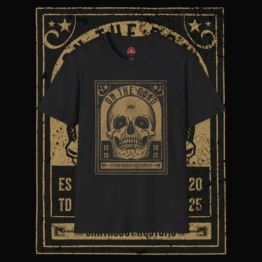 On The Road Skull Graphic  T-Shirt