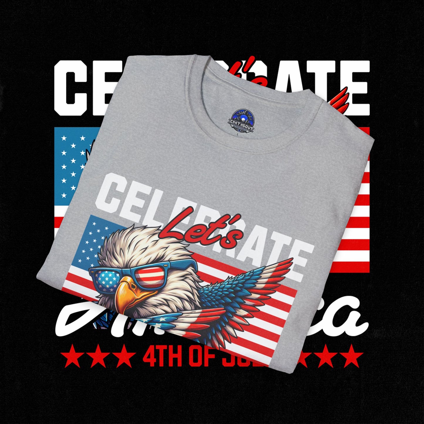 4th of July T-Shirt, Celebrate America Tee, Patriotic Shirt, Independence Day Apparel, Red White Blue Graphic Tee