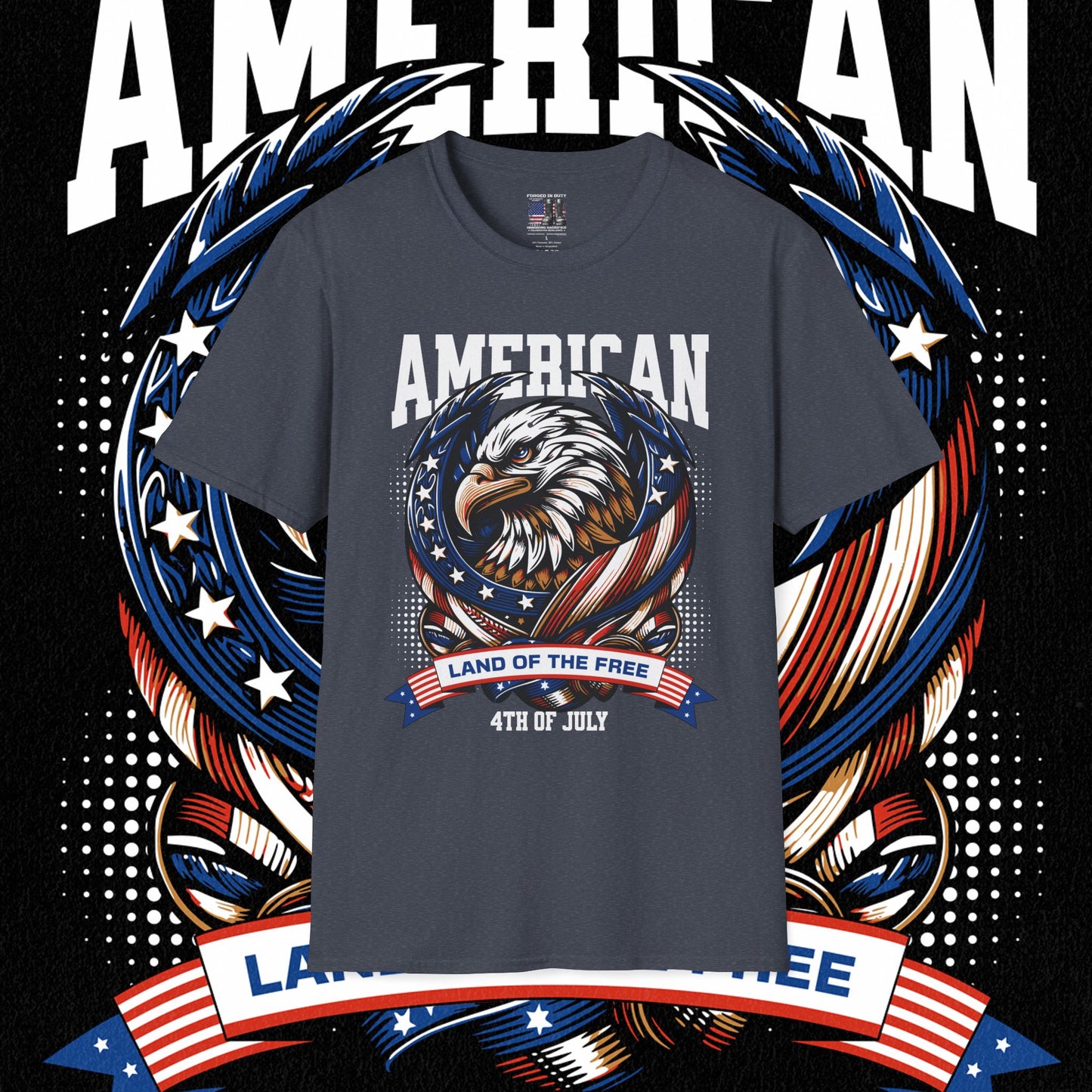 Patriotic T-Shirt for Independence Day, July 4th Celebration, Veteran's Day Gift, USA Eagle Tee, Land of the Free Apparel