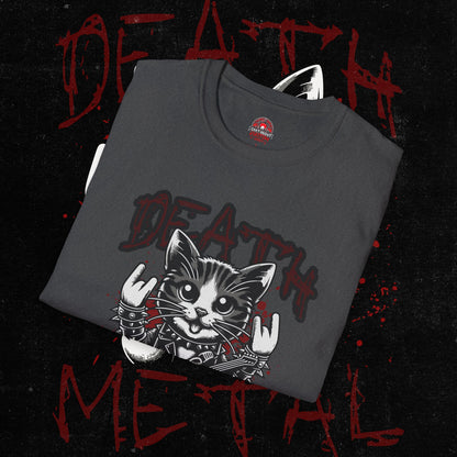 Death Metal Cat T-Shirt - Edgy Graphic Tee for Music Lovers