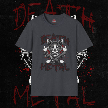 Death Metal Cat T-Shirt - Edgy Graphic Tee for Music Lovers