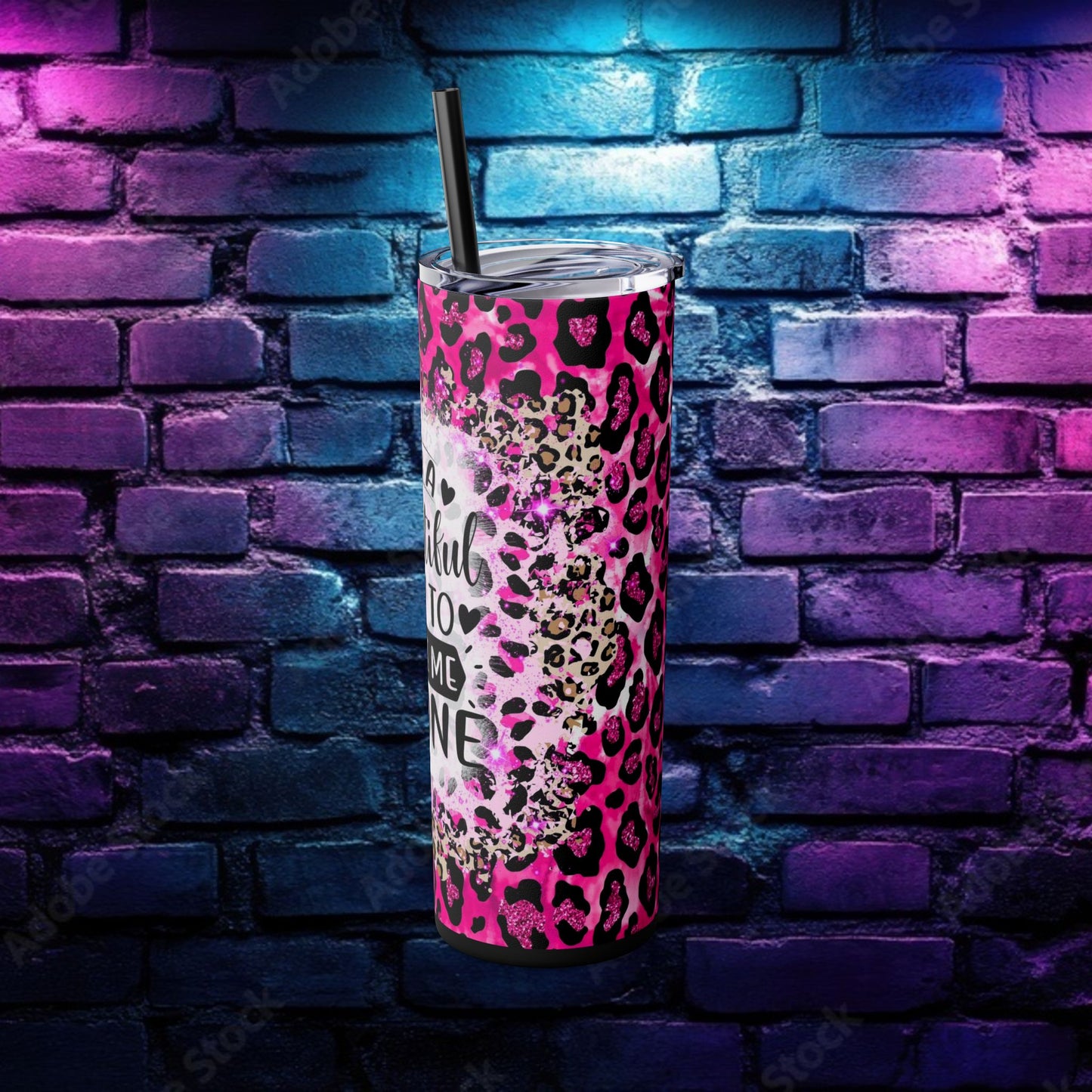 Funny Leopard Print Skinny Tumbler - 20oz – "It's a Beautiful Day to Leave Me Alone"