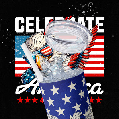 Patriotic Skinny Tumbler, 20oz USA Veterans Club Drinkware, Fourth of July Gift, Eagle Design for Celebrations, Travel Cup, Red White [...]