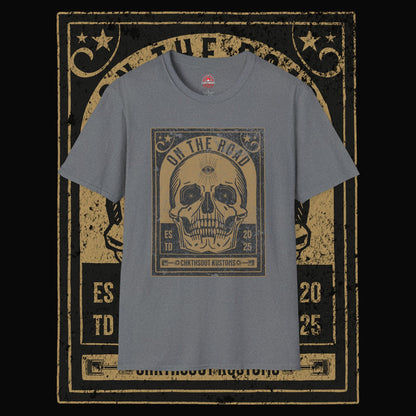 On The Road Skull Graphic  T-Shirt