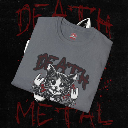 Death Metal Cat T-Shirt - Edgy Graphic Tee for Music Lovers