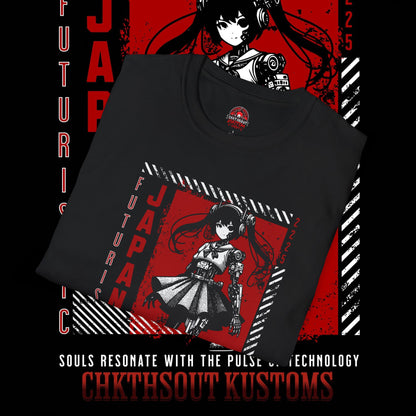 Futuristic Japan Graphic T-Shirt - Souls Resonate With The Pulse of Technology