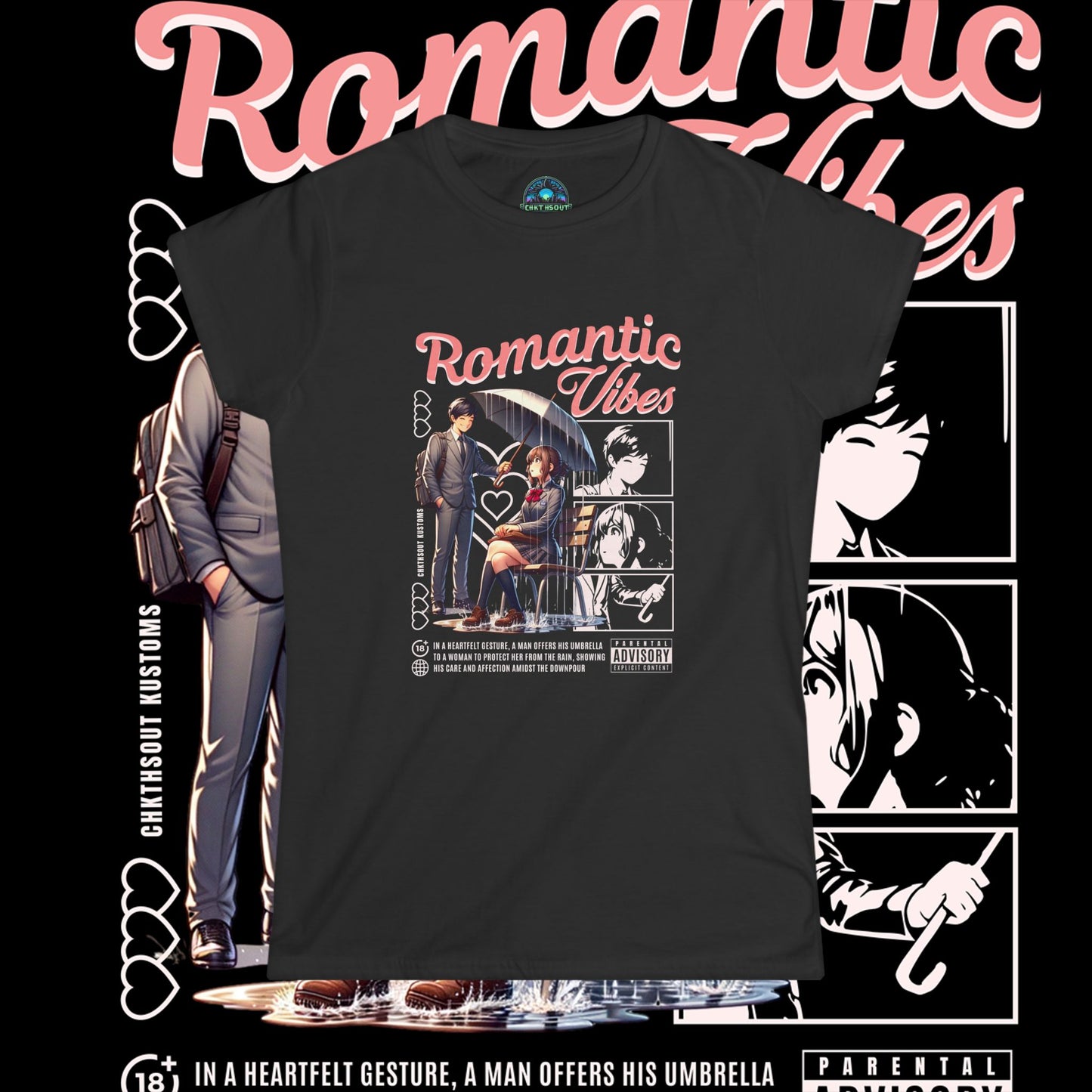 Romantic Vibes Tee, Graphic T-Shirt, Cute Gift for Her Anime Style