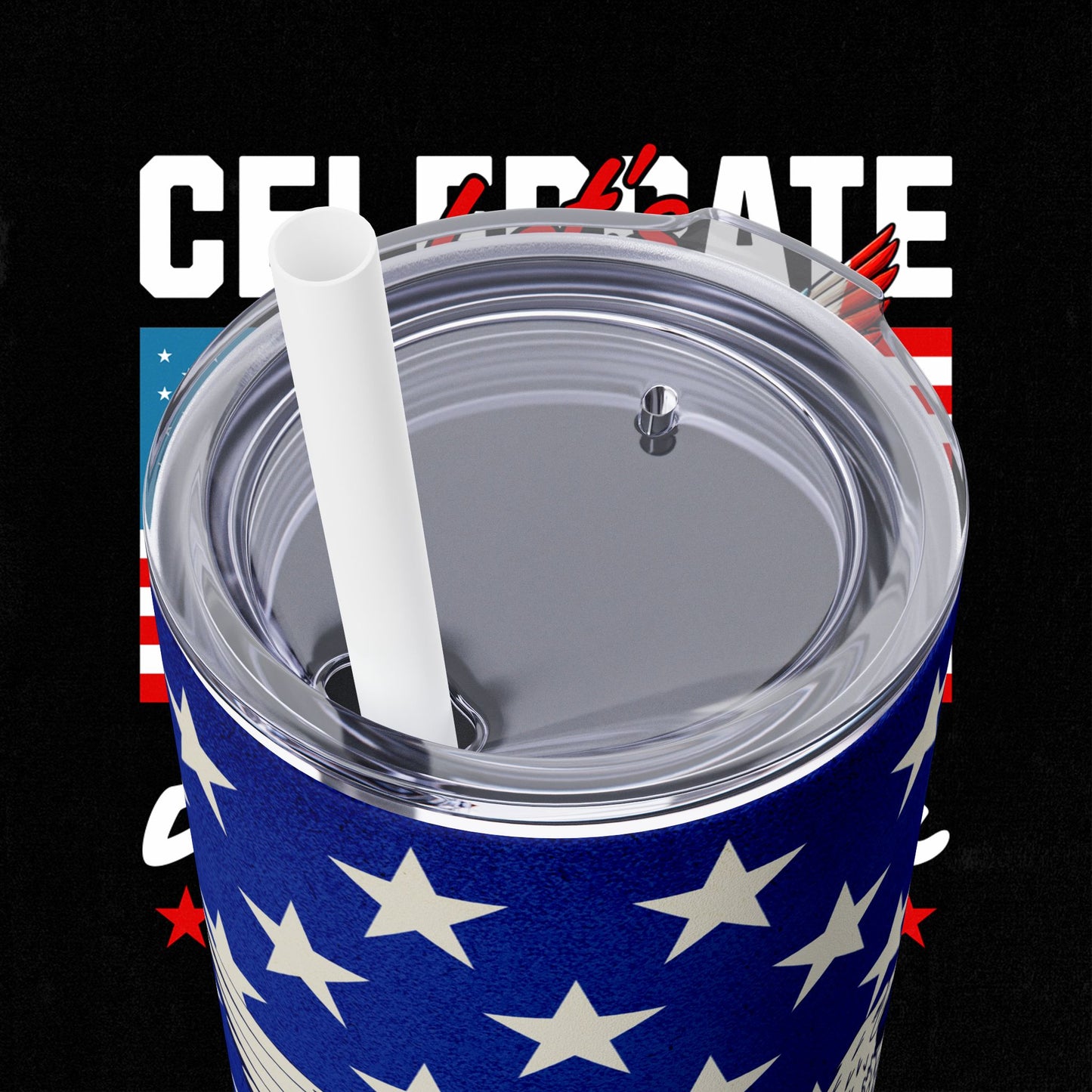 Patriotic Skinny Tumbler, 20oz USA Veterans Club Drinkware, Fourth of July Gift, Eagle Design for Celebrations, Travel Cup, Red White [...]
